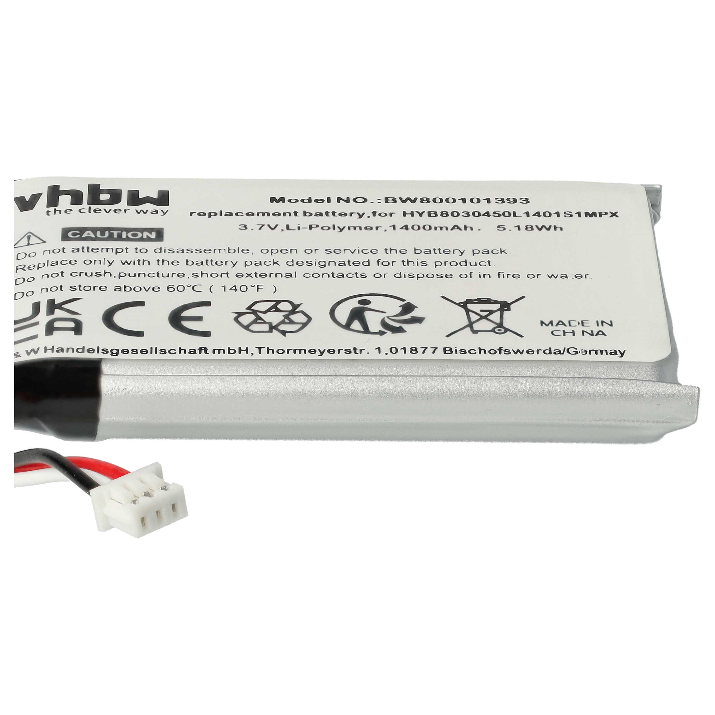 Akumulator do nawigacji GPS zamiennik VDO HYB8030450L1401S1MPX, MA3060 - 1400 mAh 3,7 V Li-Ion