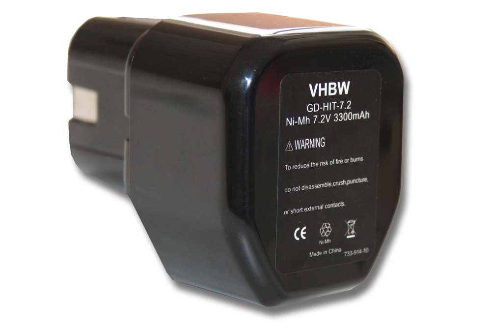 Batterie remplace Hitachi EB712S, 325292, EB714S pour outil électrique - 3300 mAh, 7,2 V, NiMH