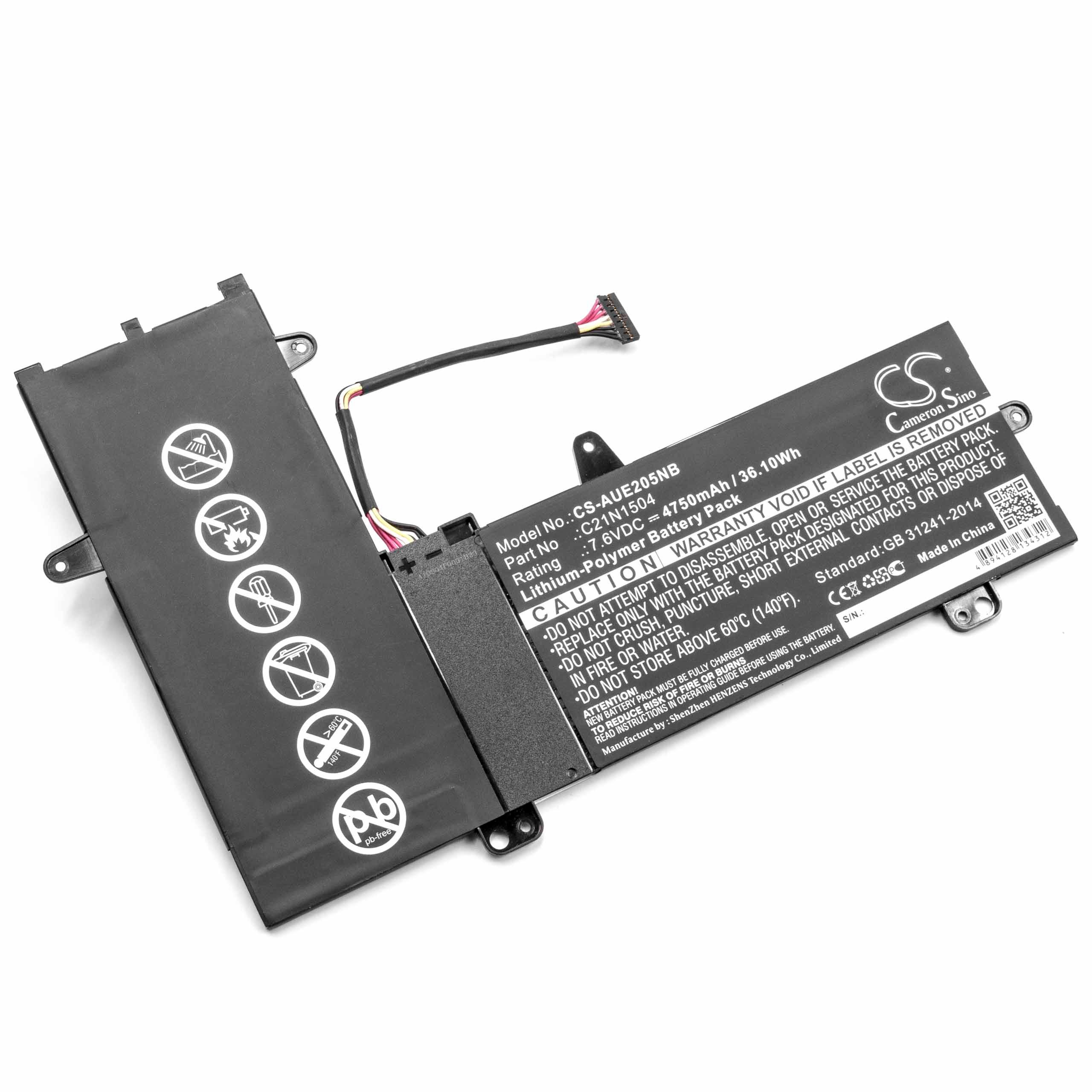 Notebook Battery Replacement for Asus C21N1504 - 4750mAh 7.6V Li-polymer