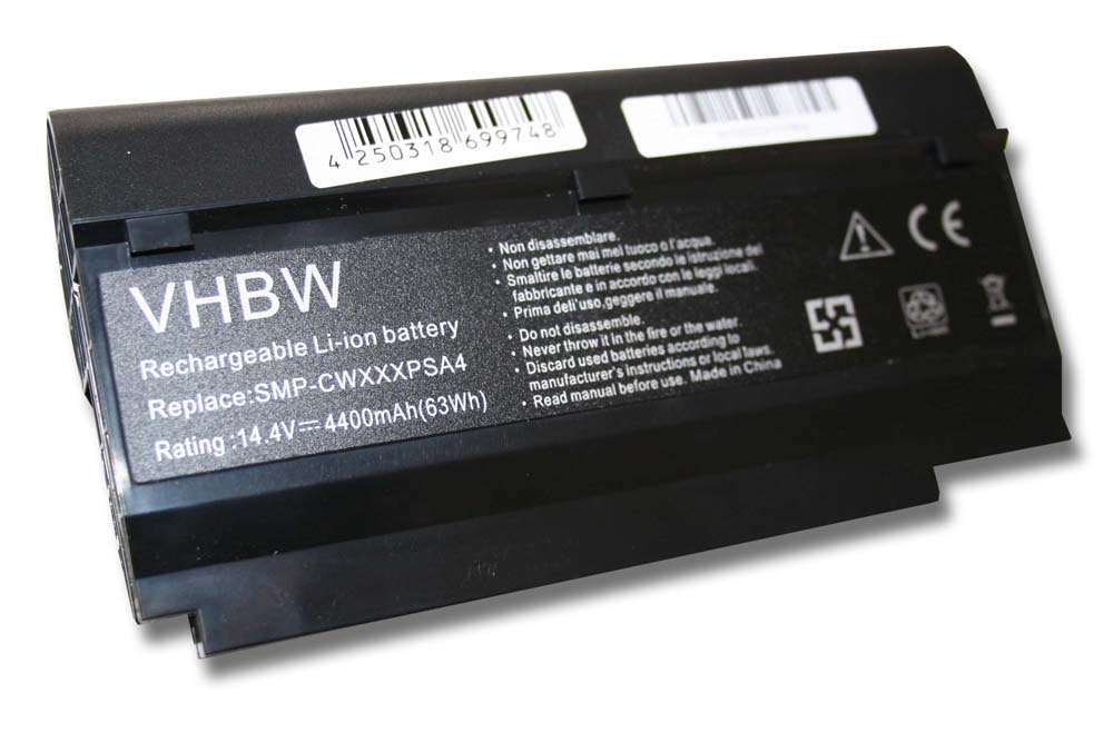 Notebook Battery Replacement for Fujitsu Siemens DPK-CWXXXSYA4, DPK-CWXXXSYC6 - 4400mAh 14.4V Li-Ion, black