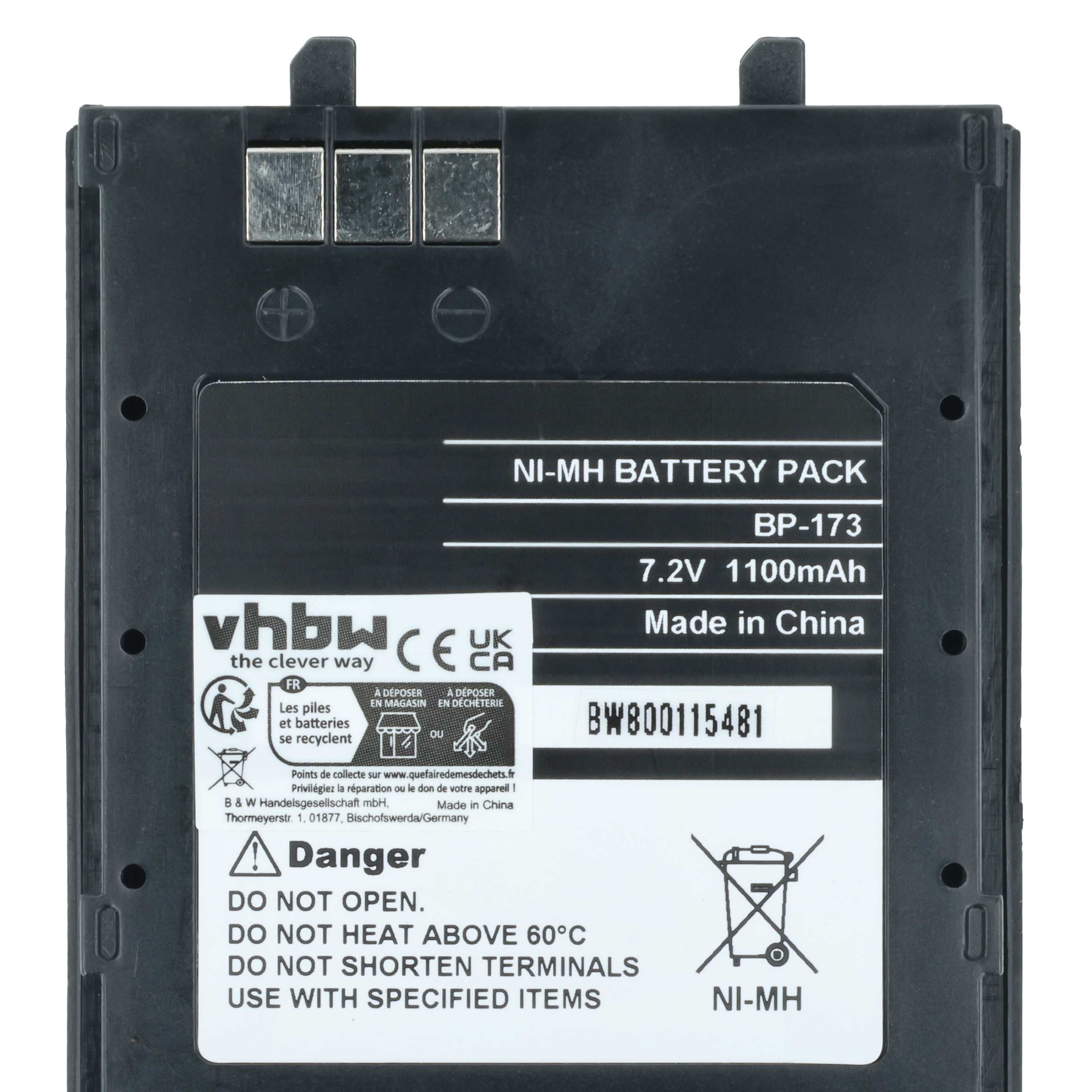 Radio 2x Battery replaces Icom BP-173, BP-180H, BP-180 - 1100 mAh 7.2 V NiMH