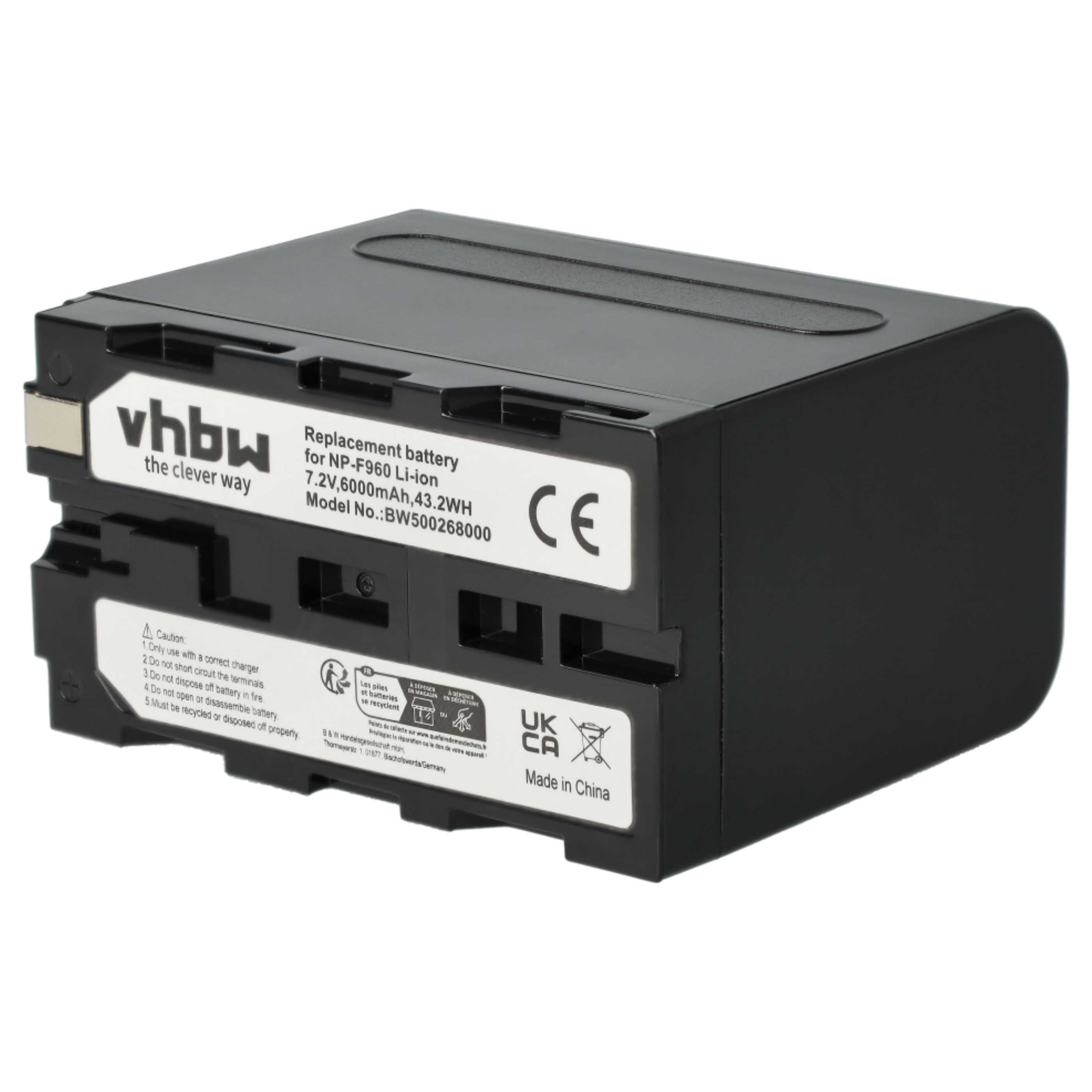Videocamera 3x Battery replaces Sony NP-F930, NP-F960, NP-F950, NP-F950/B, NP-F930/B - 6000 mAh 7.2 V Li-Ion
