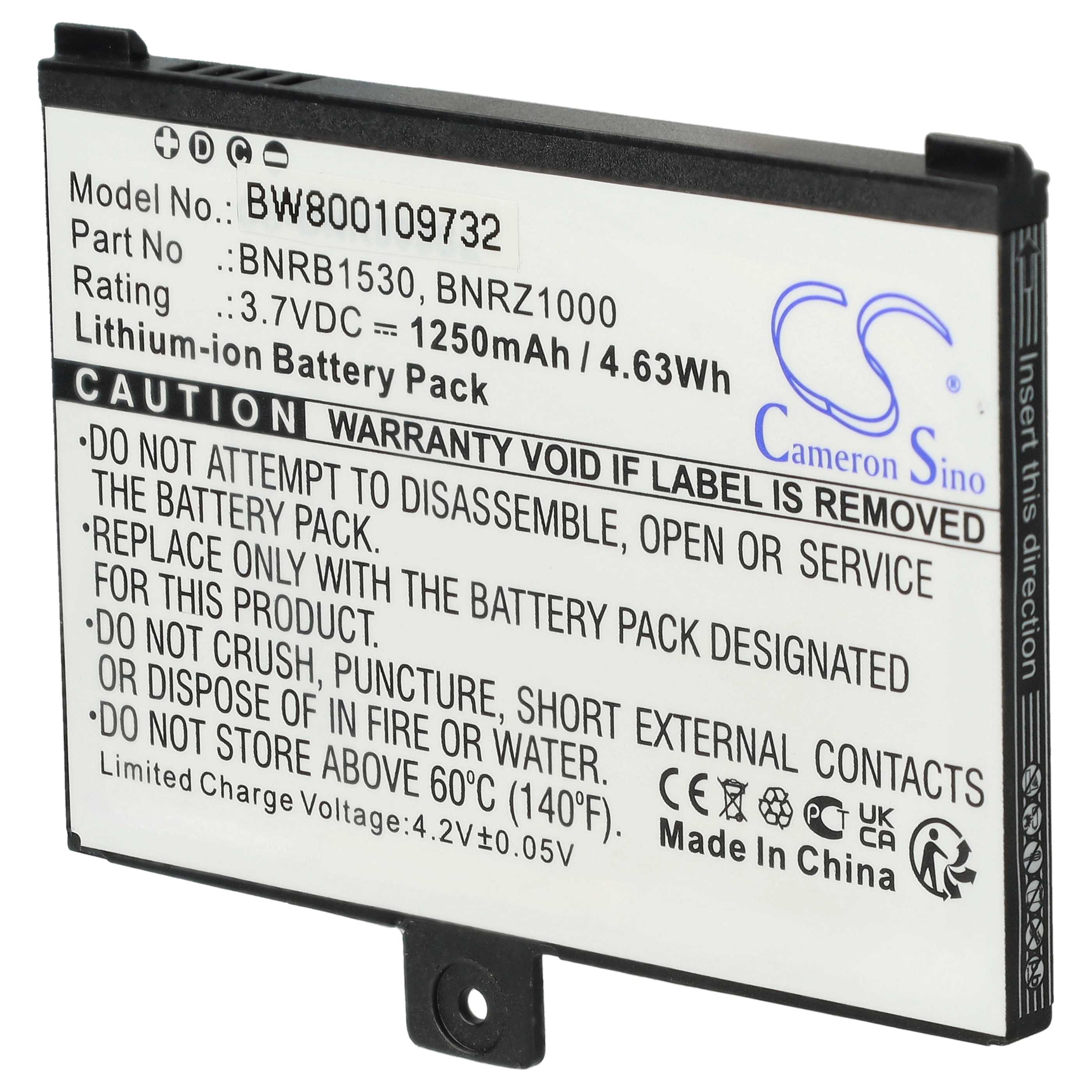 Batterie remplace Barnes & Noble 1ICP4/40/60 1S1P, 9875521 pour liseuse ebook - 1250mAh 3,7V Li-ion