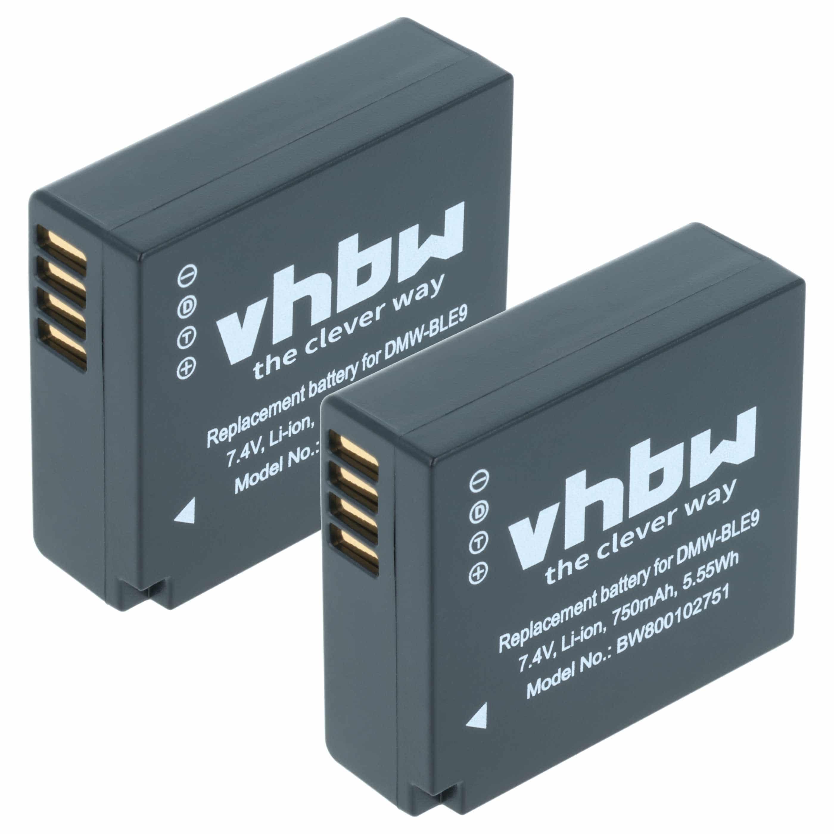 2x Battery replaces Leica BP-DC15 - 750mAh, 7.2V, Li-Ion