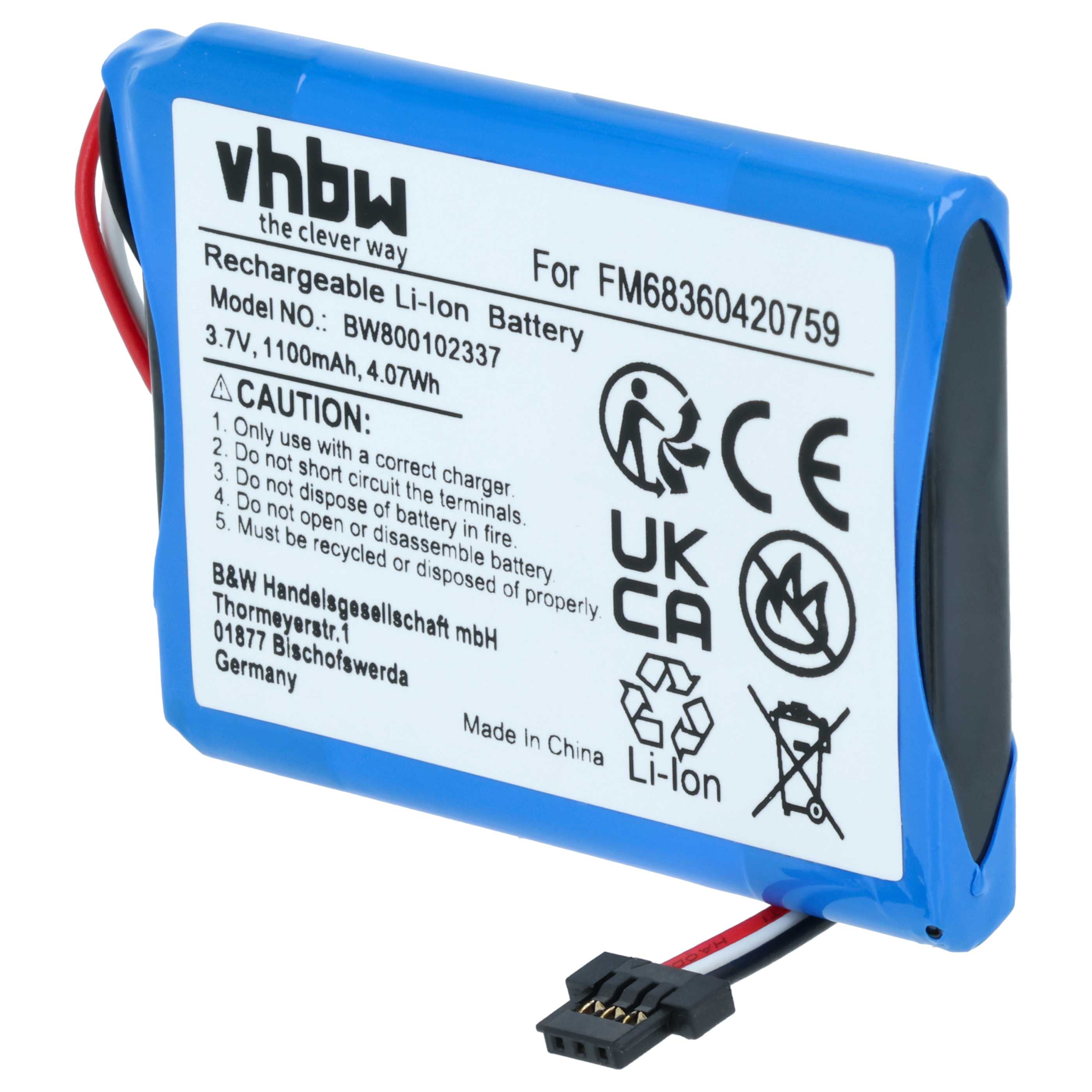 Akumulator do nawigacji GPS zamiennik TomTom VF3, FM68360420759 - 1100 mAh 3,7 V Li-Ion