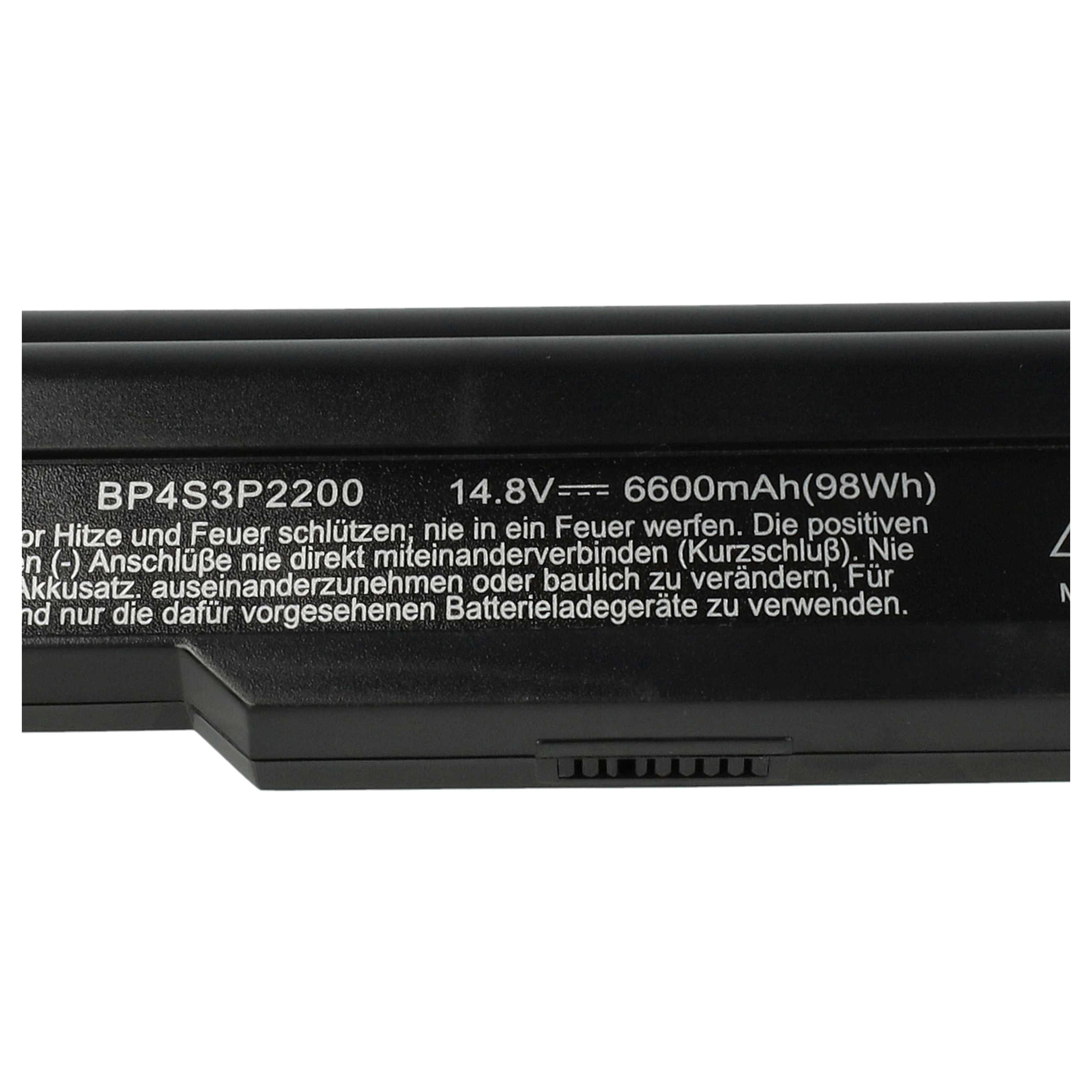 Batería reemplaza Medion 40026030, 40026032(HYB) para notebook Hasee - 6600 mAh 14,8 V Li-Ion negro