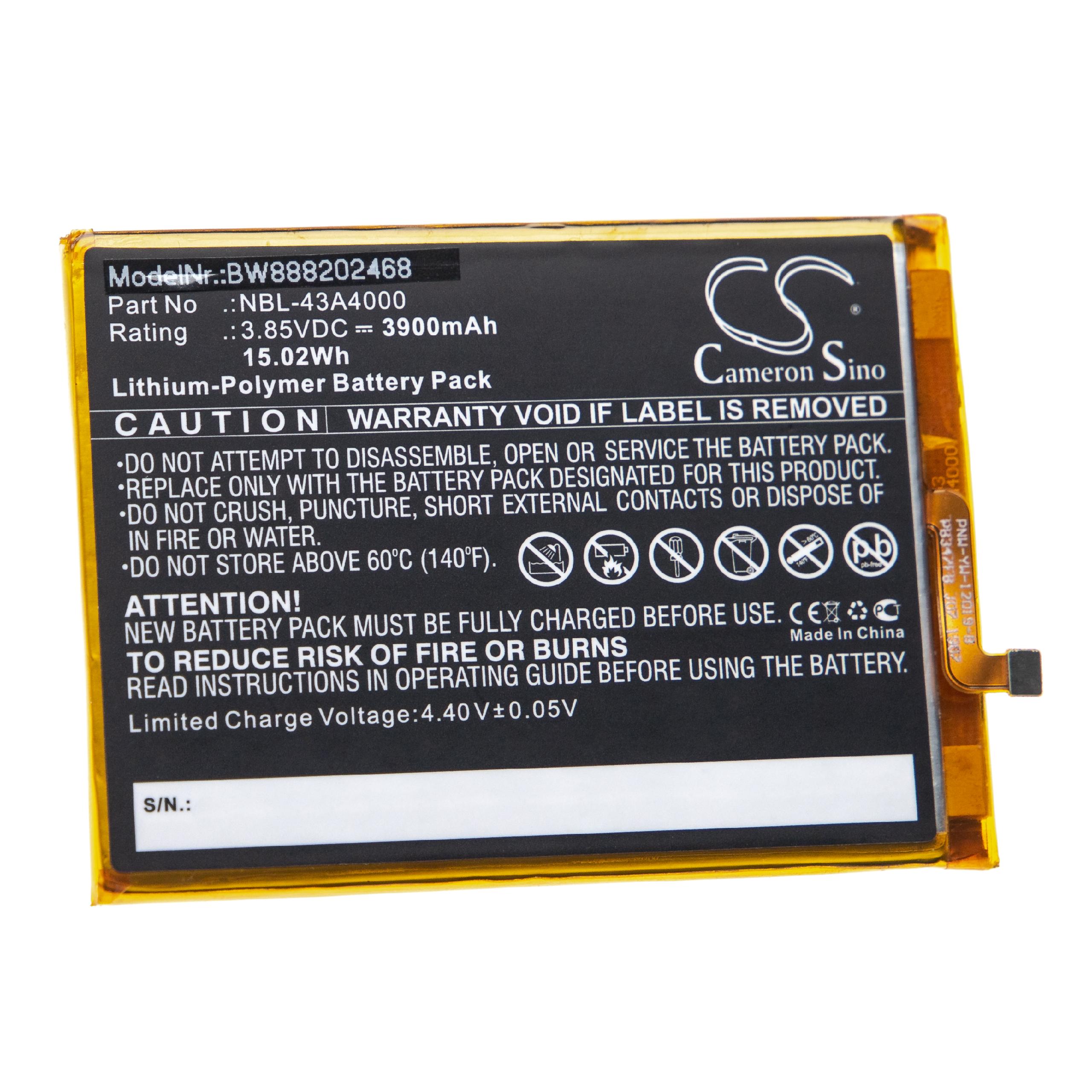 Batterie remplace Neffos / TP-Link NBL-43A4000 pour téléphone portable - 3900mAh, 3,85V, Li-polymère