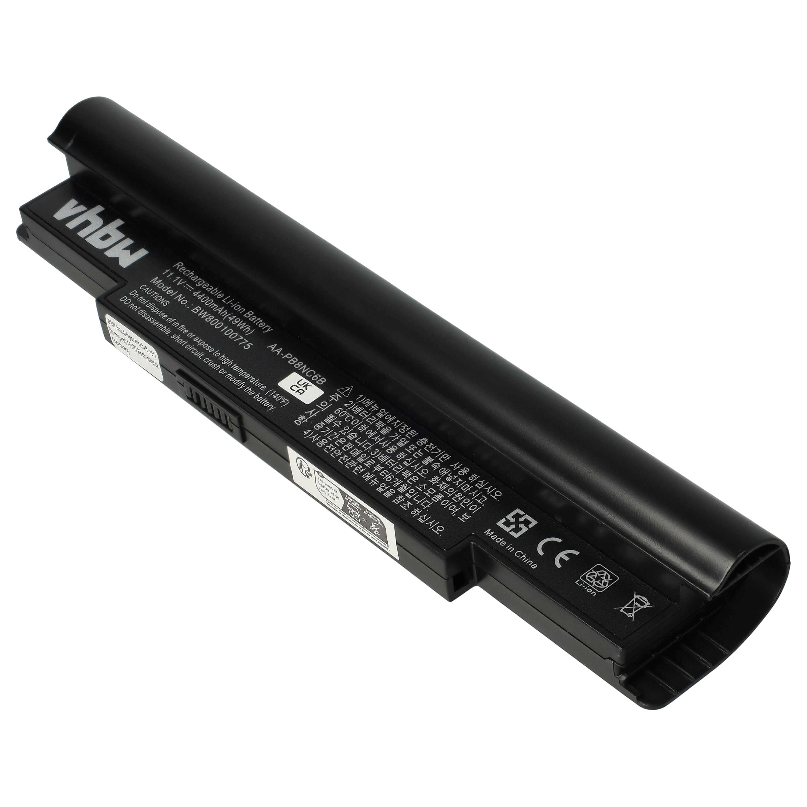 Notebook-Akku als Ersatz für Samsung AA-PB8NC6B, , AA-PB8NC6M - 4400mAh 11,1V Li-Ion, schwarz