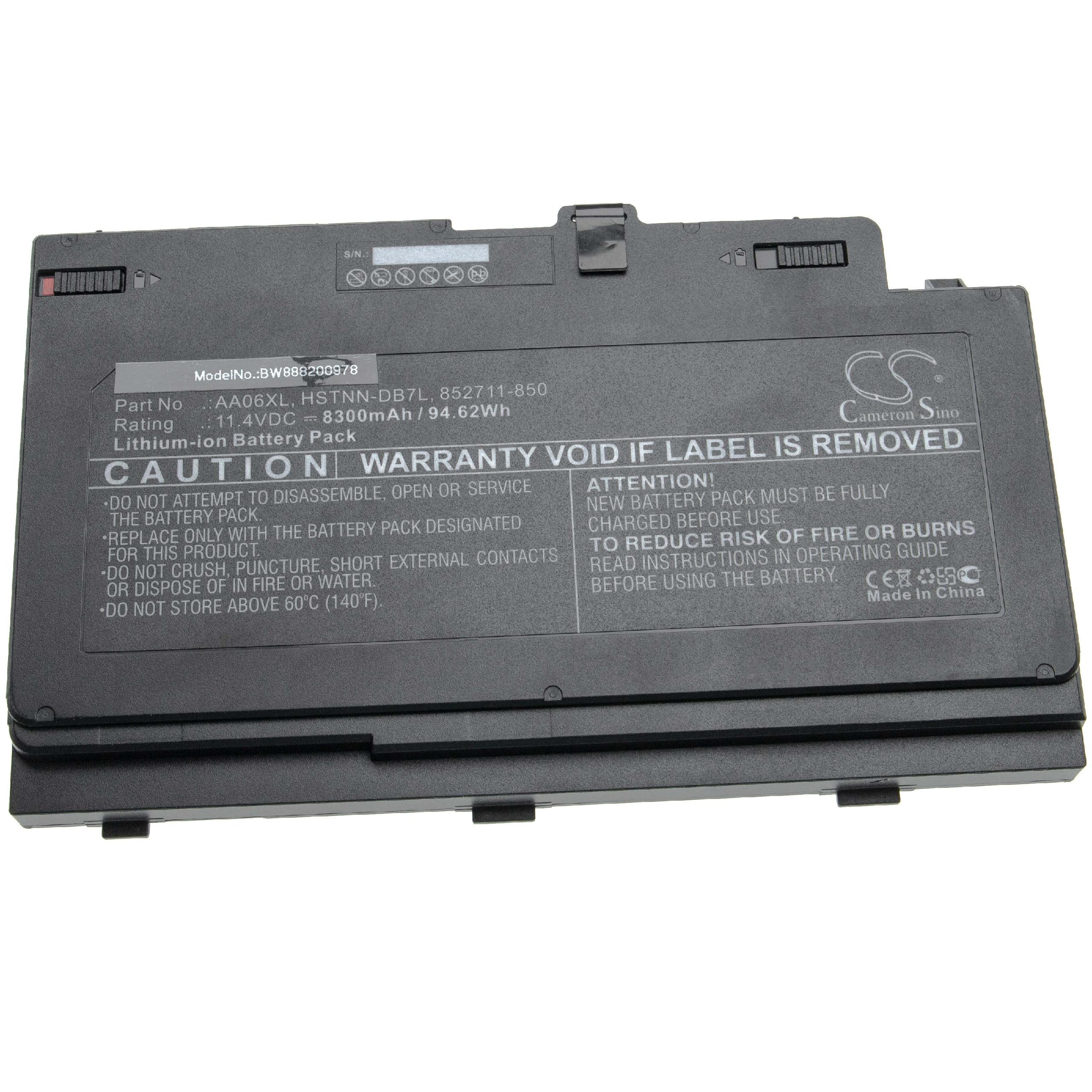 Batterie remplace HP 852527-221, 852527-242, 852711-850 pour ordinateur portable - 8300mAh 11,4V Li-ion, noir