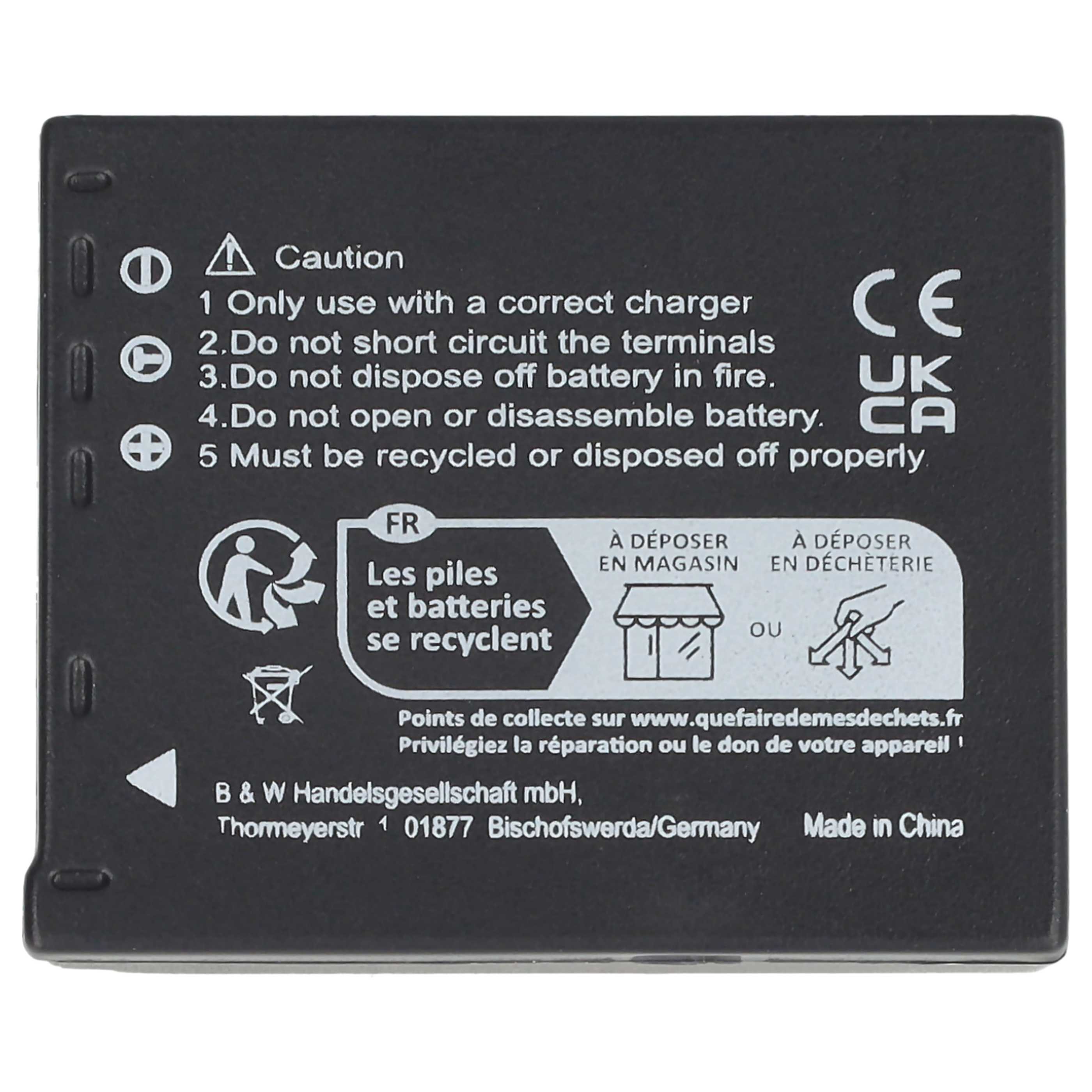 3x Batteria sostituisce Panasonic CGA-S007A/B, CGA-S007, CGA-S007A/1B per fotocamera - 1000mAh 3,7V Li-Ion