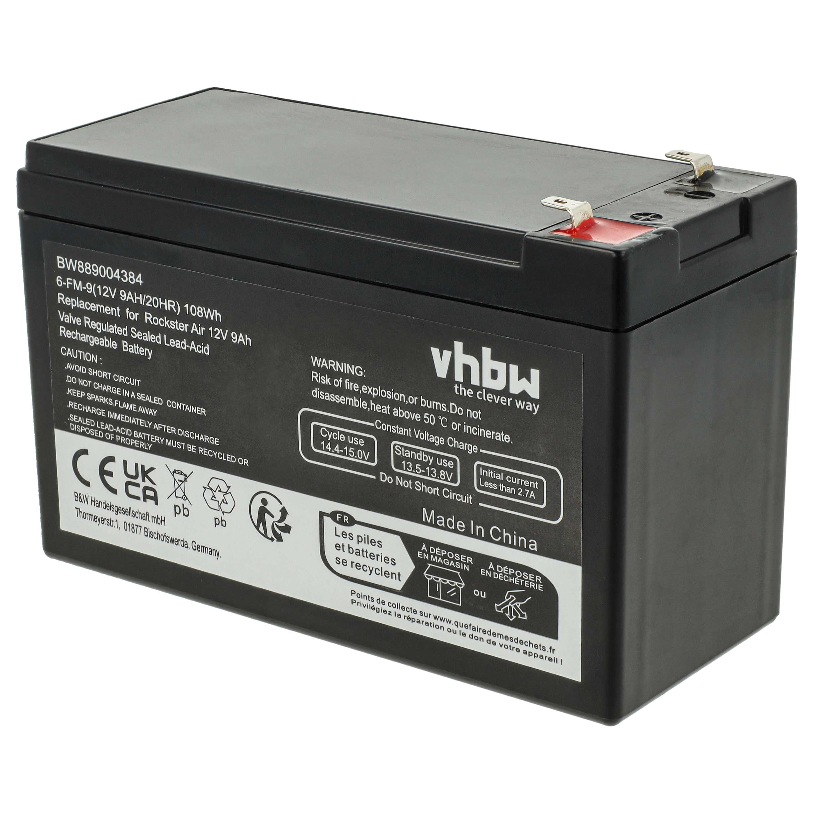 Batería reemplaza Panasonic UP-VW1245P1, UP-RW1245P1 para (9000 mAh, 12 V, AGM)