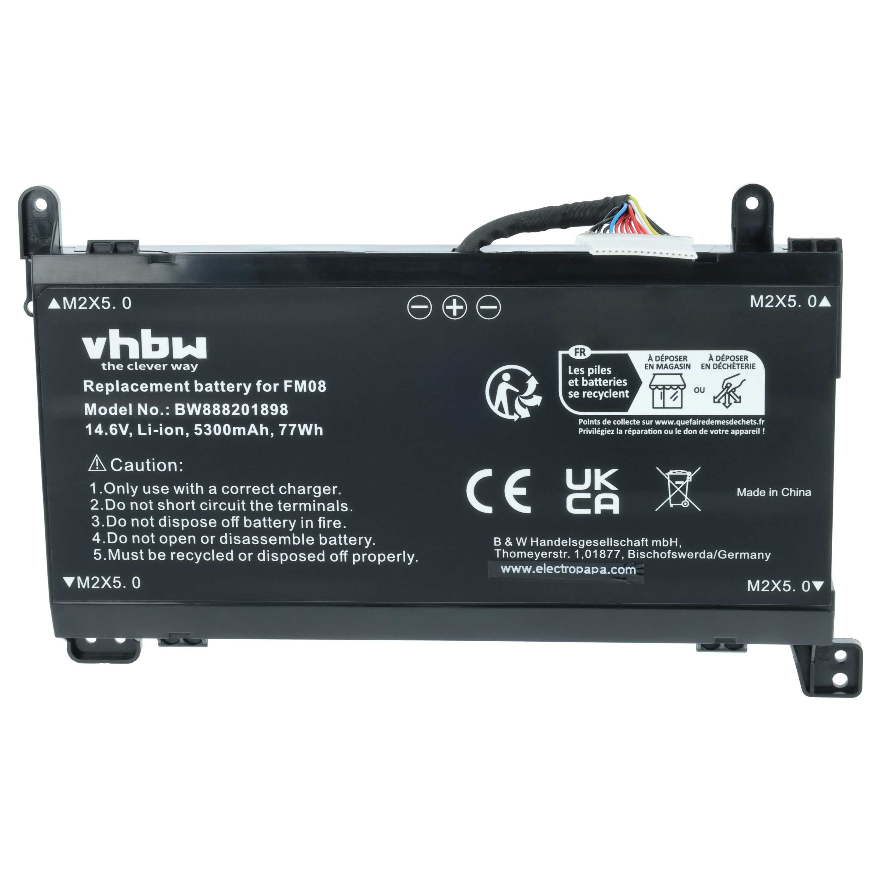 Akumulator do laptopa zamiennik HP 922753-421, 922976-855, FM08, 922752-421 - 5300 mAh 14,6 V Li-Ion, czarny