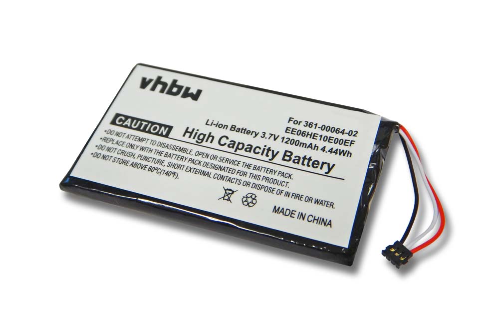 Batterie remplace Garmin EE06HE10E00EF, 361-00064-02 pour navigation GPS - 1200mAh 3,7V Li-polymère