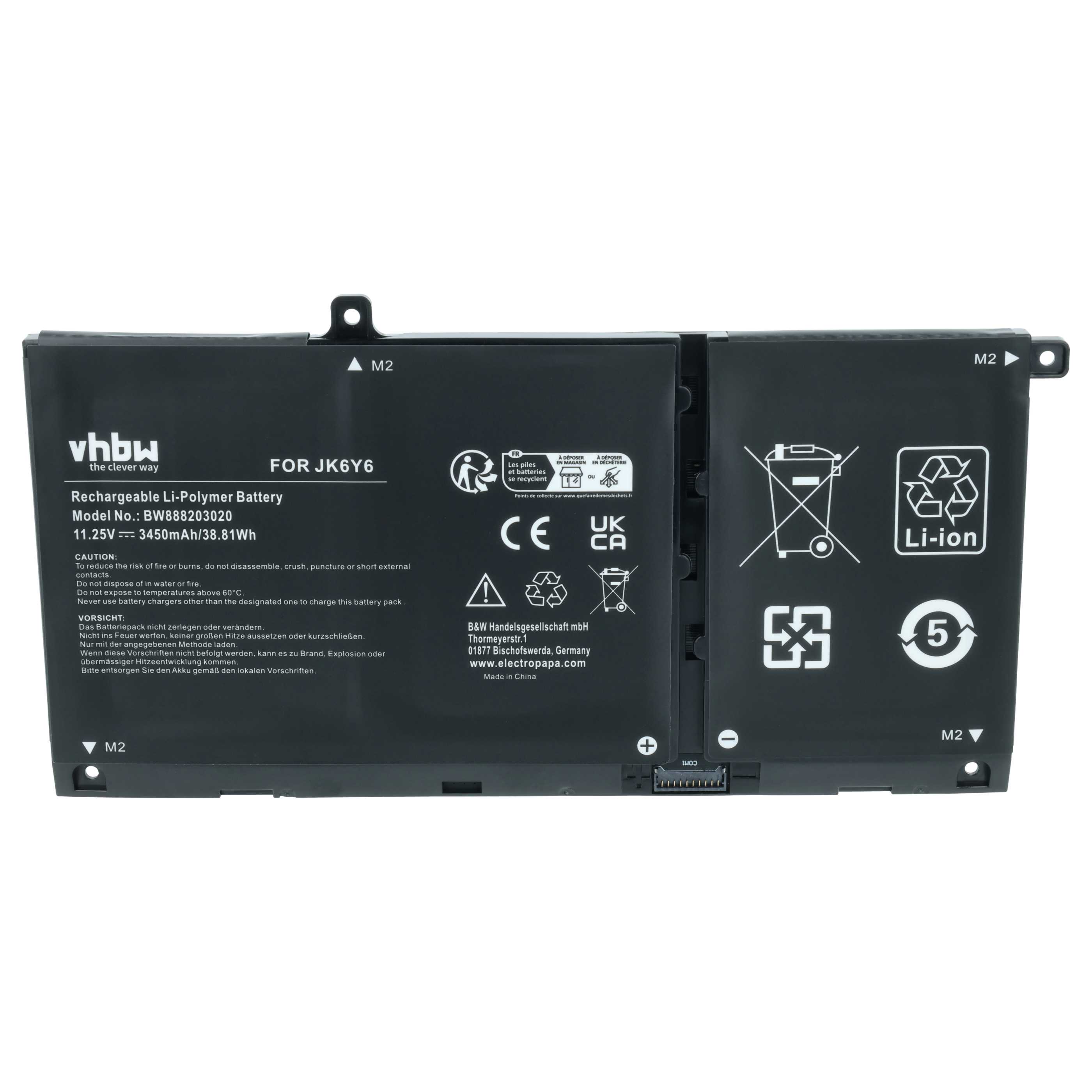 Akumulator do laptopa zamiennik Dell CF5RH, JK6Y6, C5KG6 - 3450 mAh 11,25 V LiPo