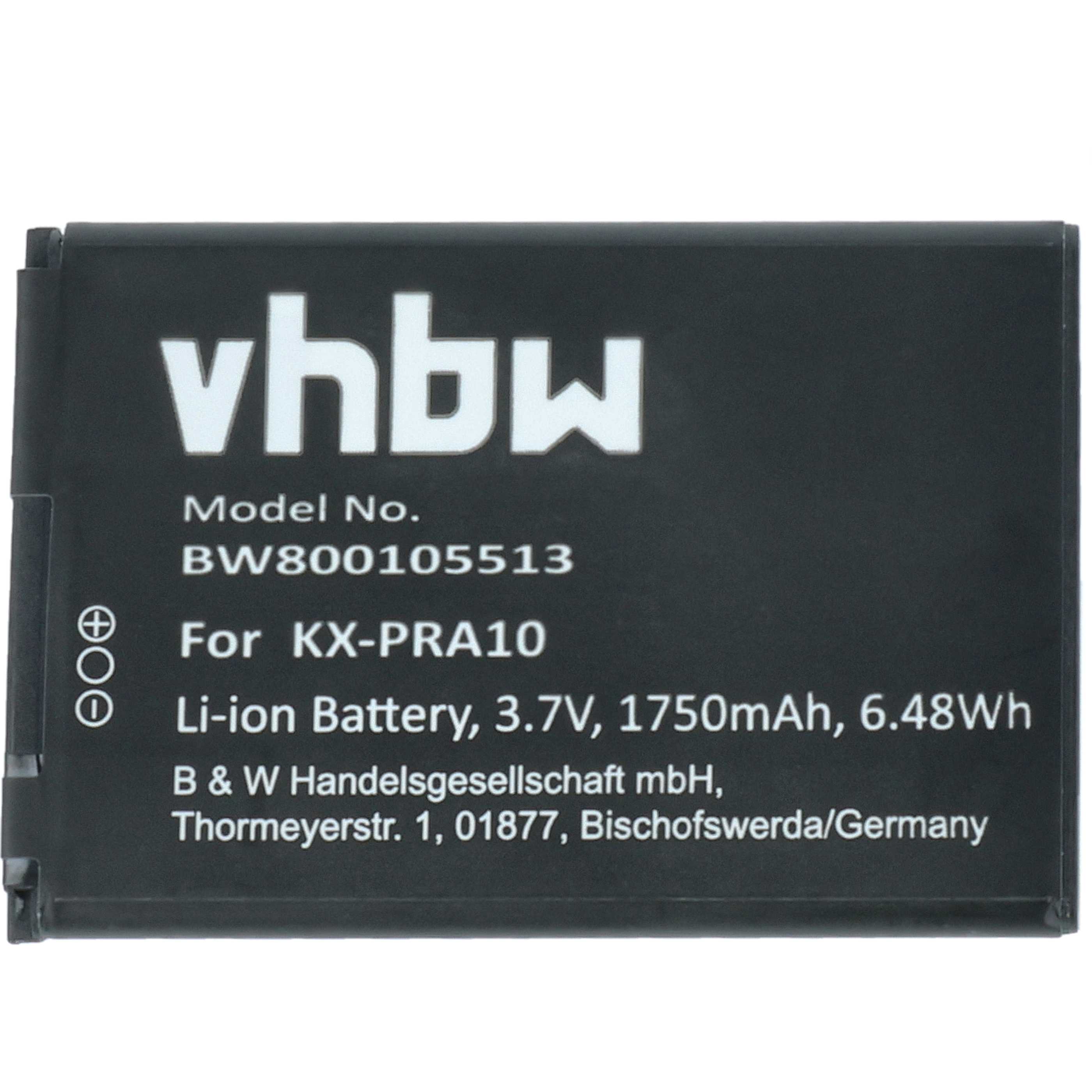 Batterie remplace Panasonic KX-PRA10EX, KX-PRA10 pour téléphone Panasonic - 1750mAh 3,7V Li-ion