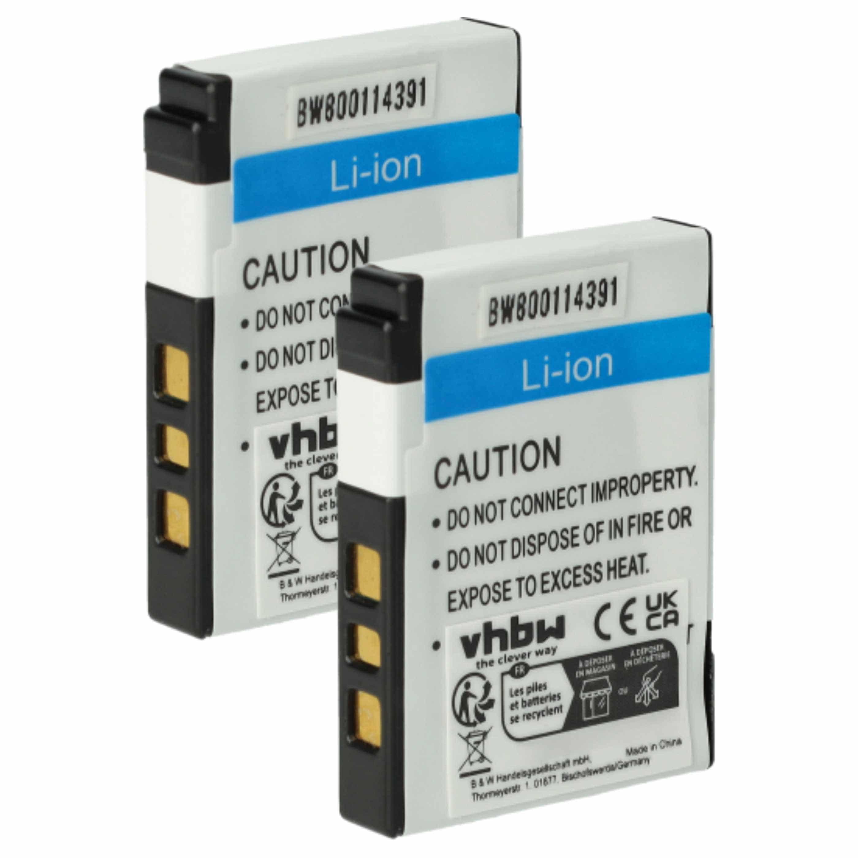 2x Battery replaces Kodak Klic-7002 - 460mAh, 3.6V, Li-Ion
