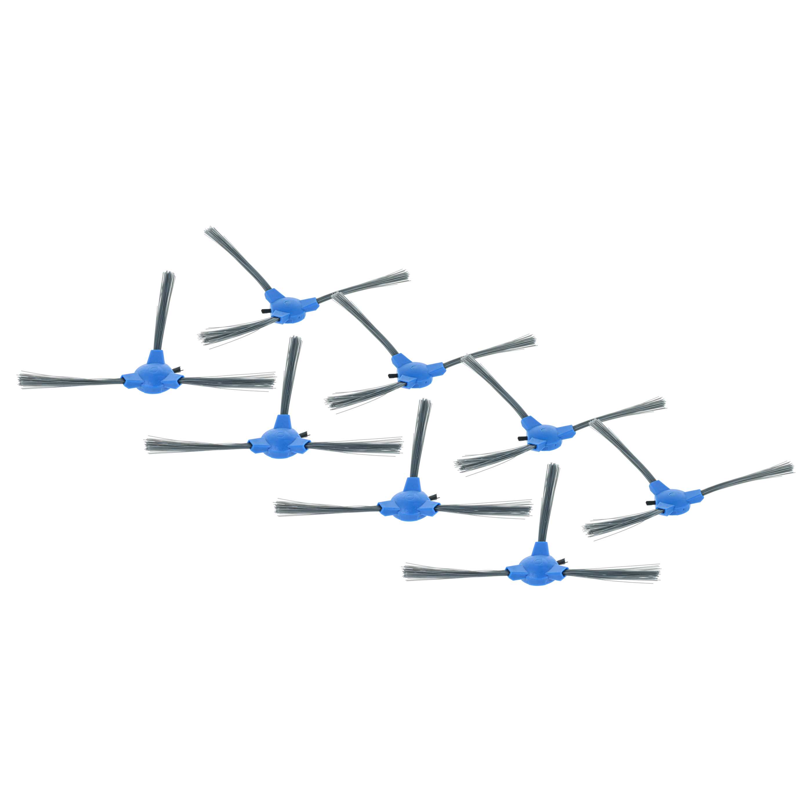 8x Side Brush suitable for Eufy, Tesvor 11S Robot Vacuum Cleaner etc. - 3-armed, black, grey, blue