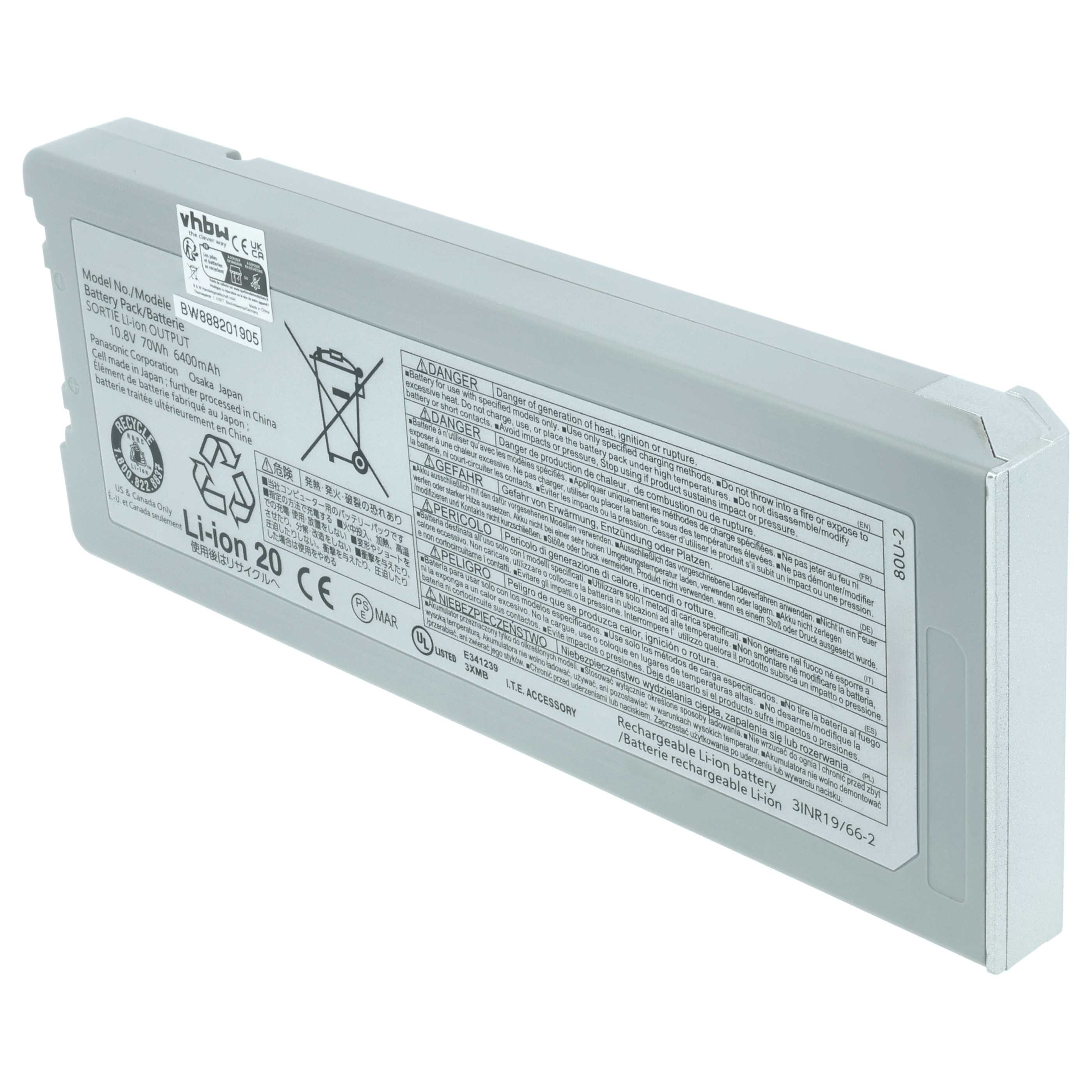 Akumulator do laptopa zamiennik Panasonic CF-VZSU80U, CF-VZSU83U, CF-VZSU82U - 6400 mAh 10,8 V Li-Ion, czarny