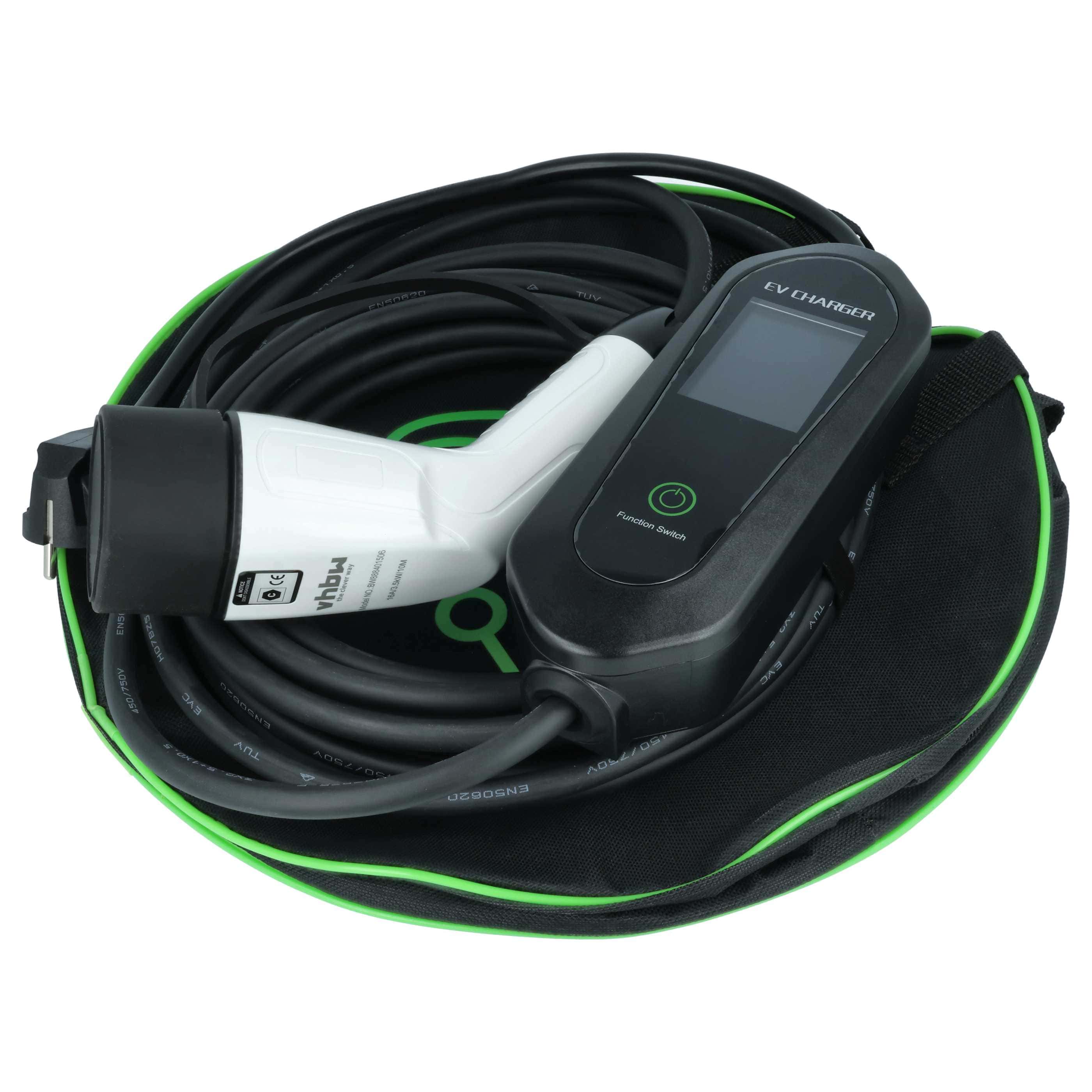 Charging Cable for Fiat Panda Electric Car etc. - Type 2 to Euro Socket Cable, Single-Phase, 16 A, 3.5 kW, 10