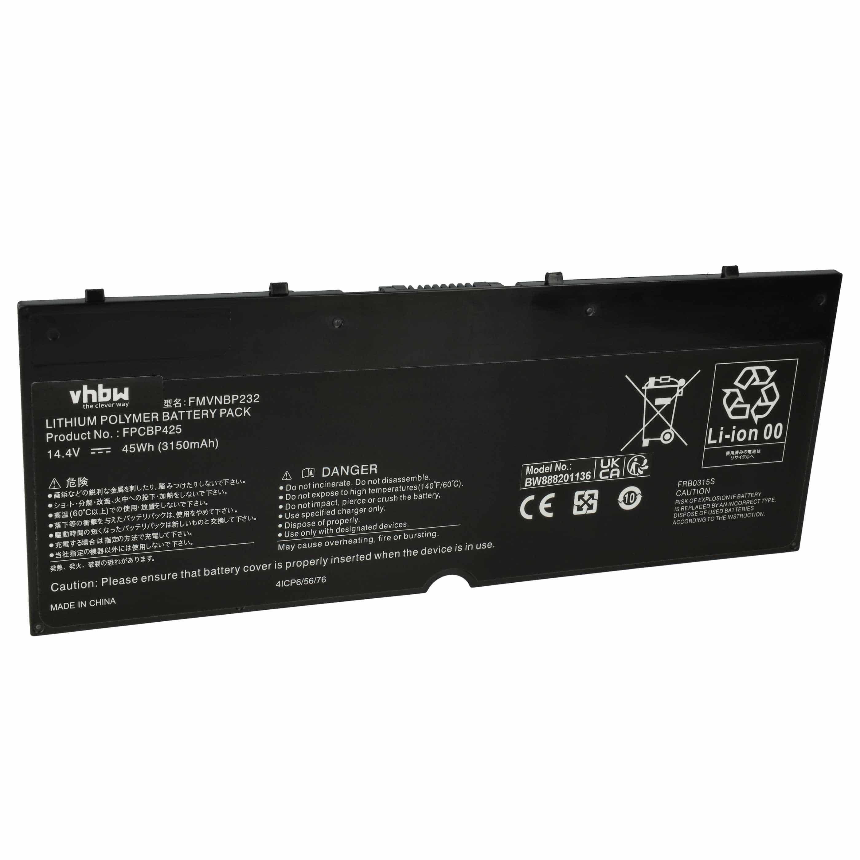 Akumulator do laptopa zamiennik Fujitsu CP651077-02, FMVNBP232, FPCBP425 - 3050 mAh 14,4 V Li-Ion, czarny