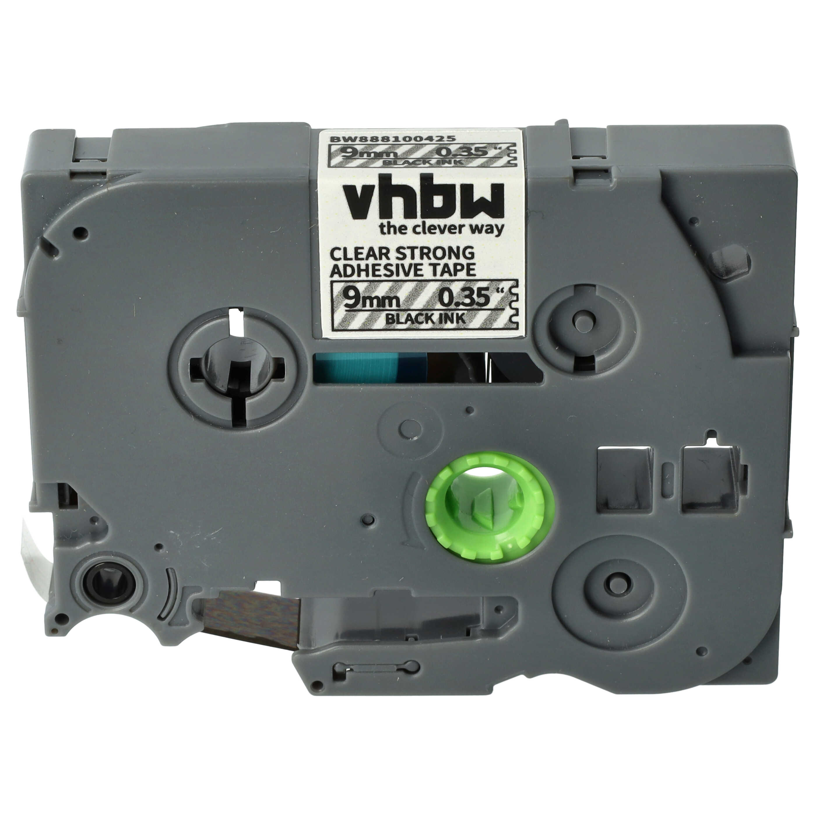Cassetta nastro sostituisce Brother TZE-S121 per etichettatrice Brother 9mm nero su trasparente, extra forte