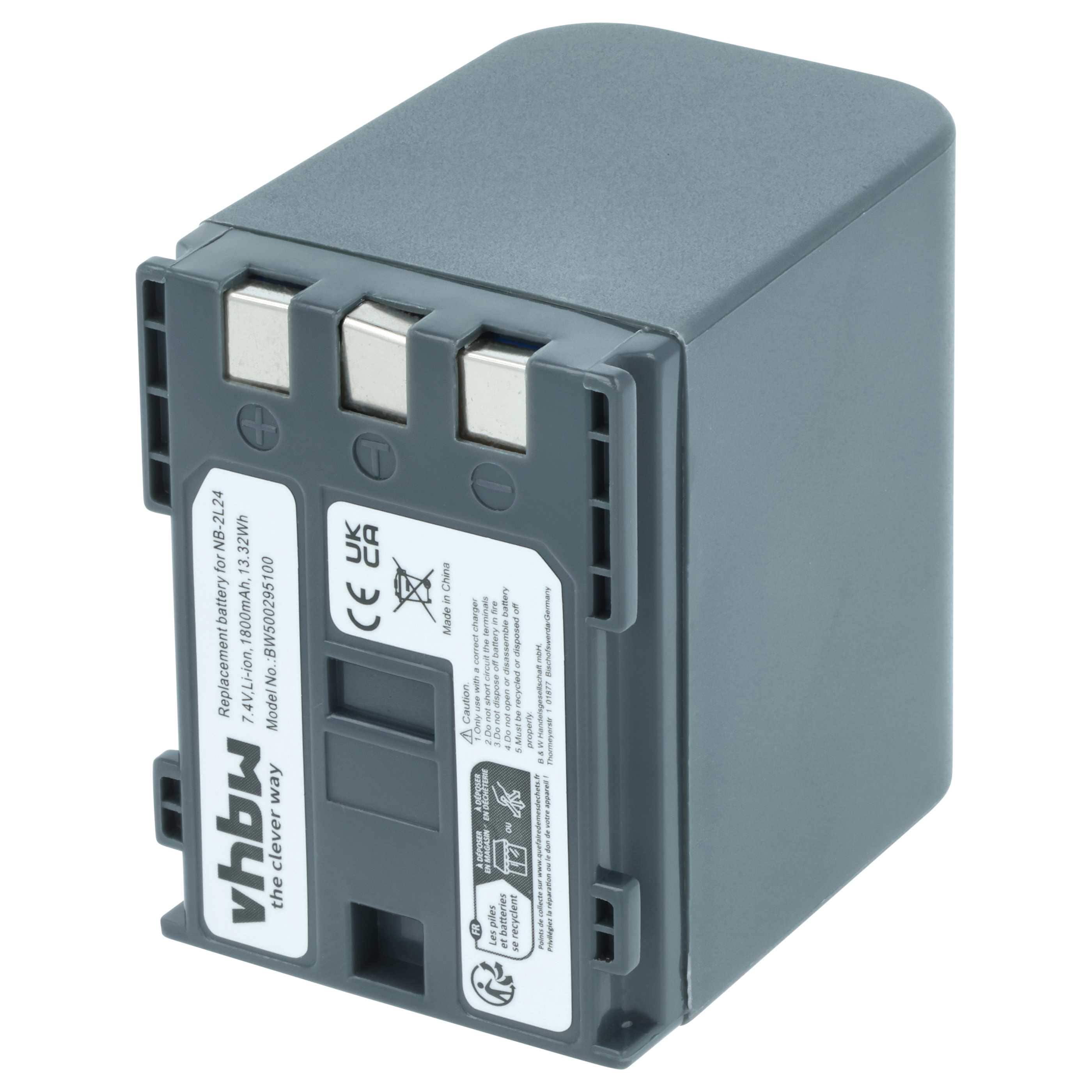 Videocamera 2x Battery replaces Canon BP-2L5, BP-2L12, BP-2L13, BP-2L18, BP-2L14 - 1800 mAh 7.2 V Li-Ion