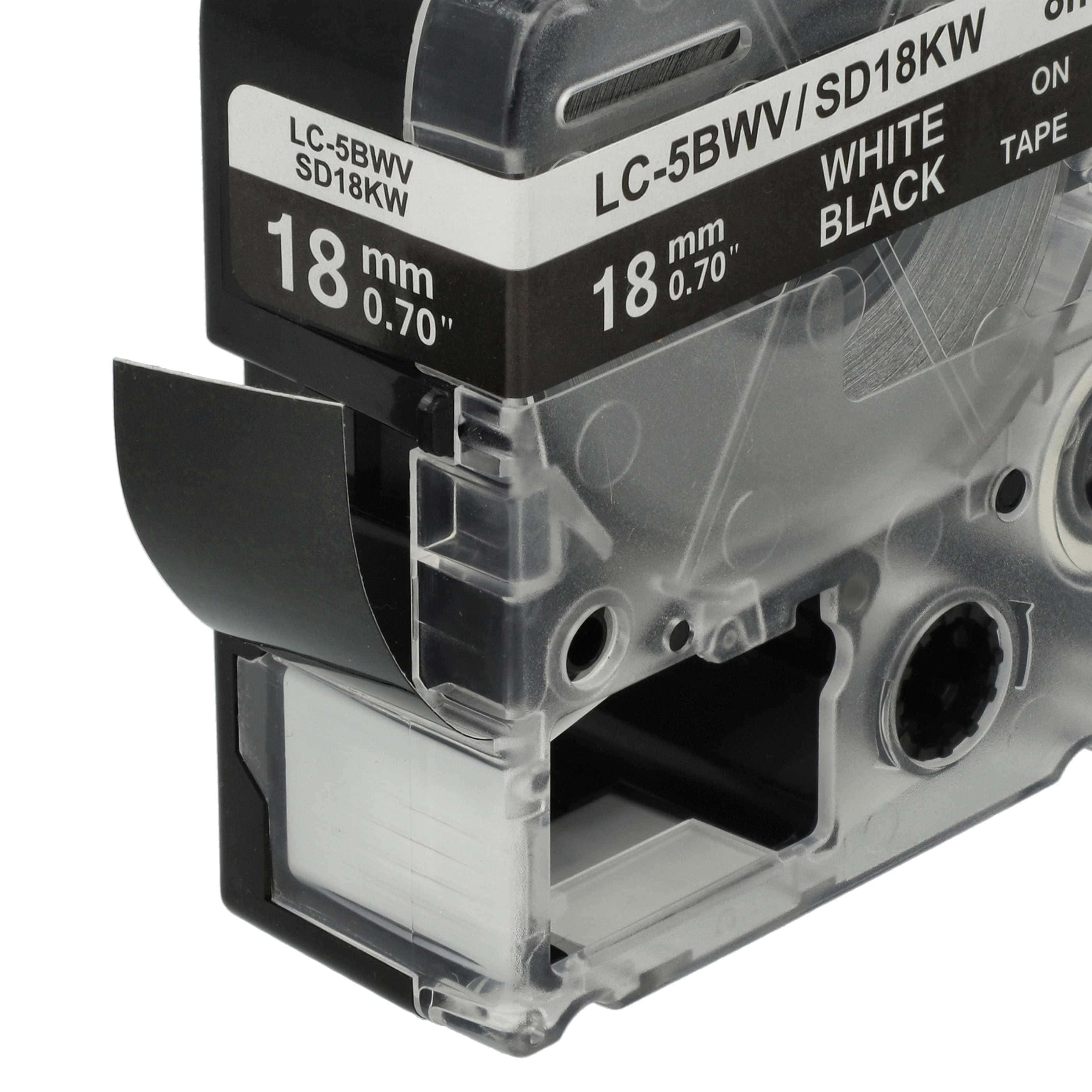 Label Tape replaces Epson LC-5BWV - 18 mm White to Black