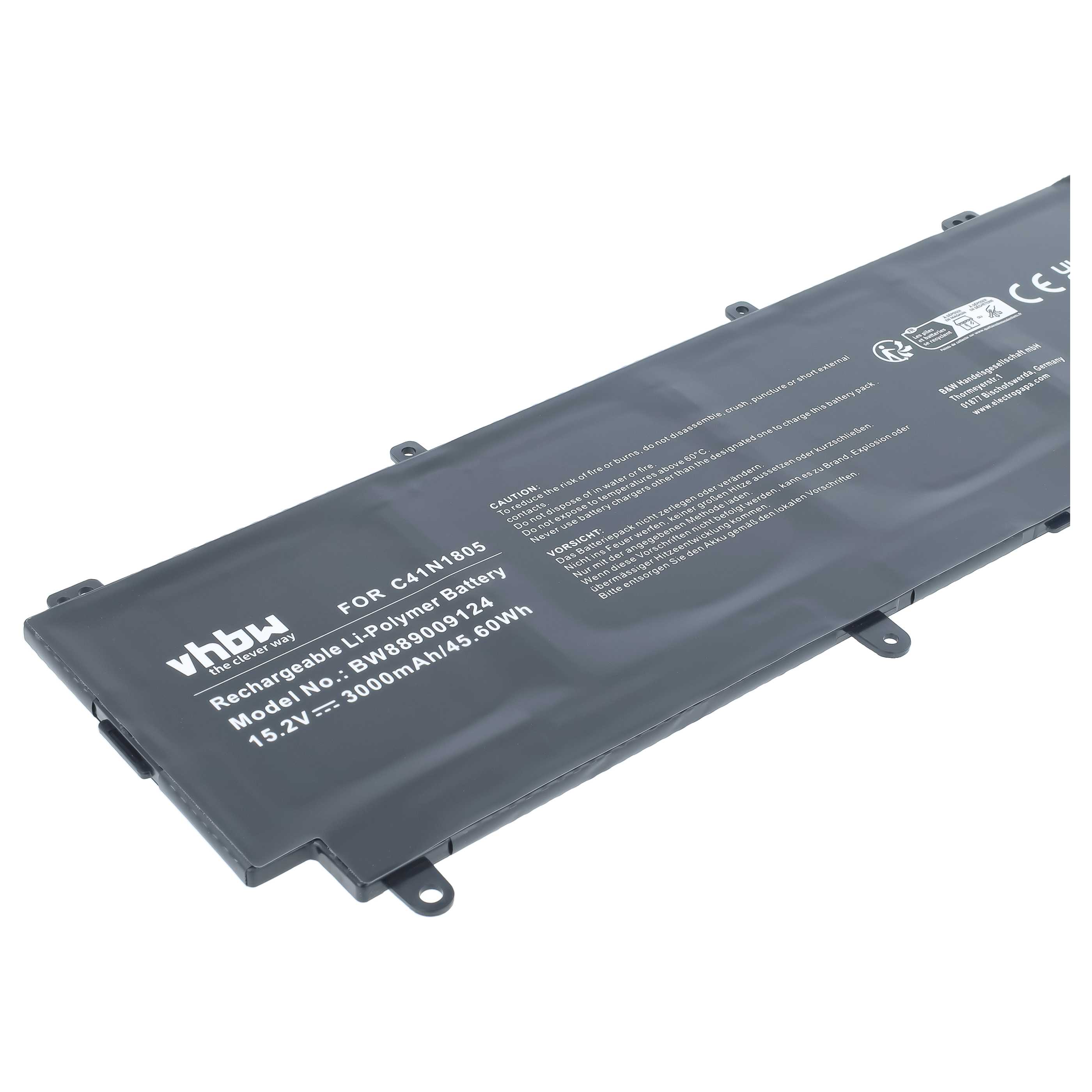 Akku für Laptop wie Asus Rog Zephyrus GX531u.a., ersetzt C41N1805, Li-Polymer, 15.2 V, 3000 mAh