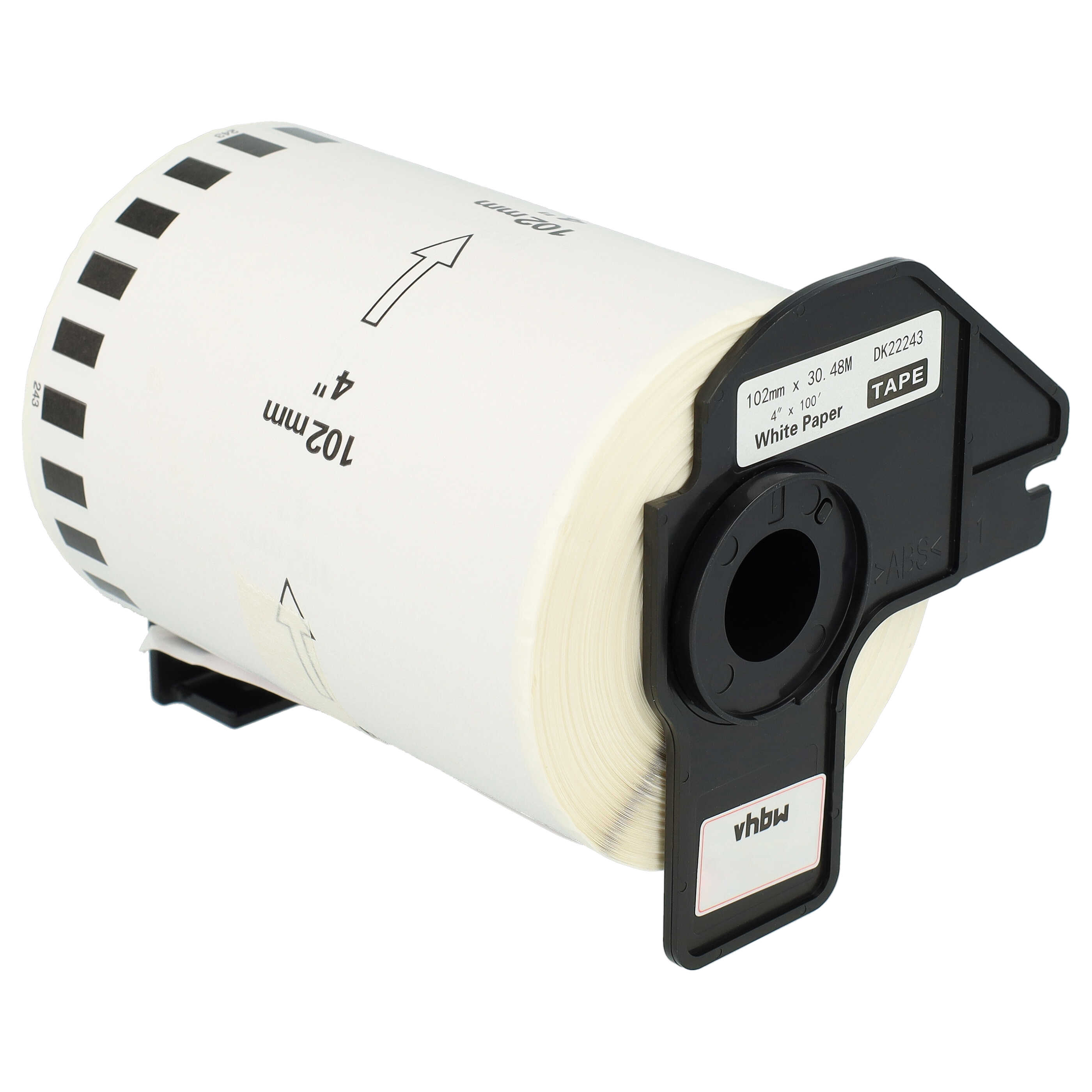 3x Label Roll replaces Brother DK-22243 Labeller - 102 mm x 30.48 m + Holder