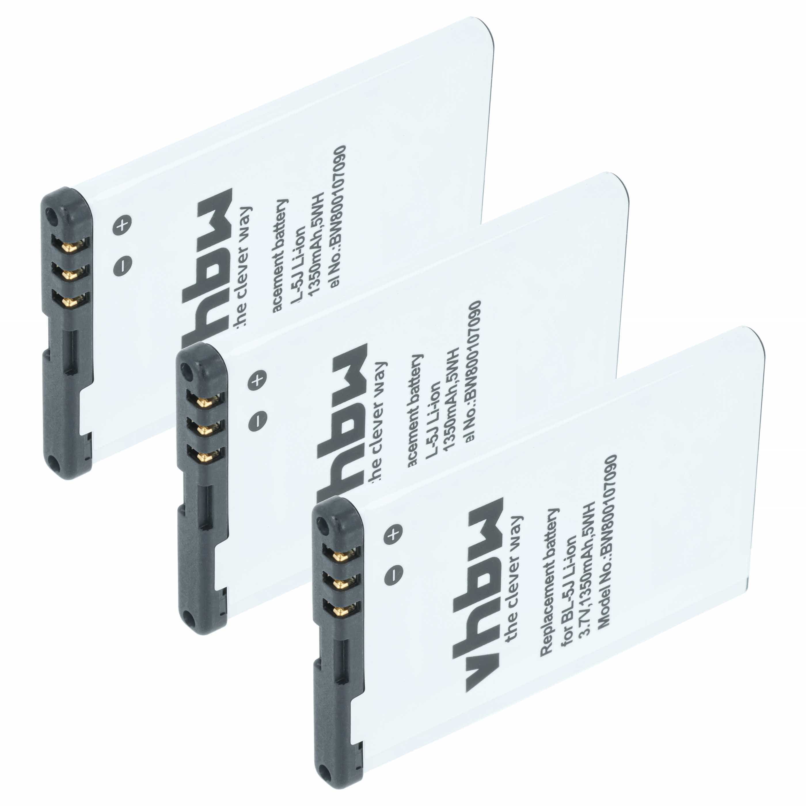 3x Batteries remplace Siemens S30852-D2371-X1, V30145-K1310-X456 pour téléphone Telekom - 1300mAh 3,7V Li-ion