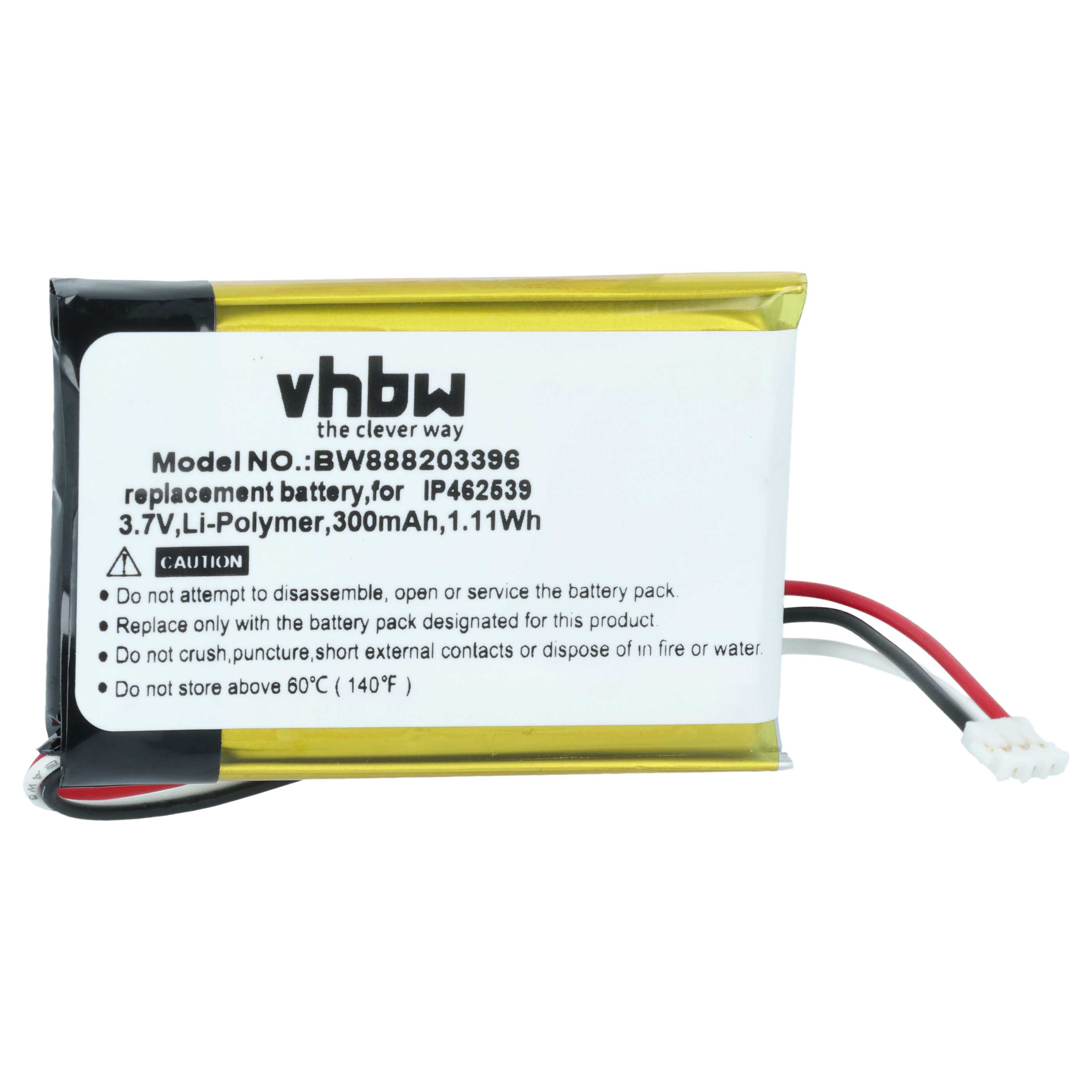 Medical Equipment Battery replaces Phonak IP462539 - 300 mAh 3.7 V Li-polymer