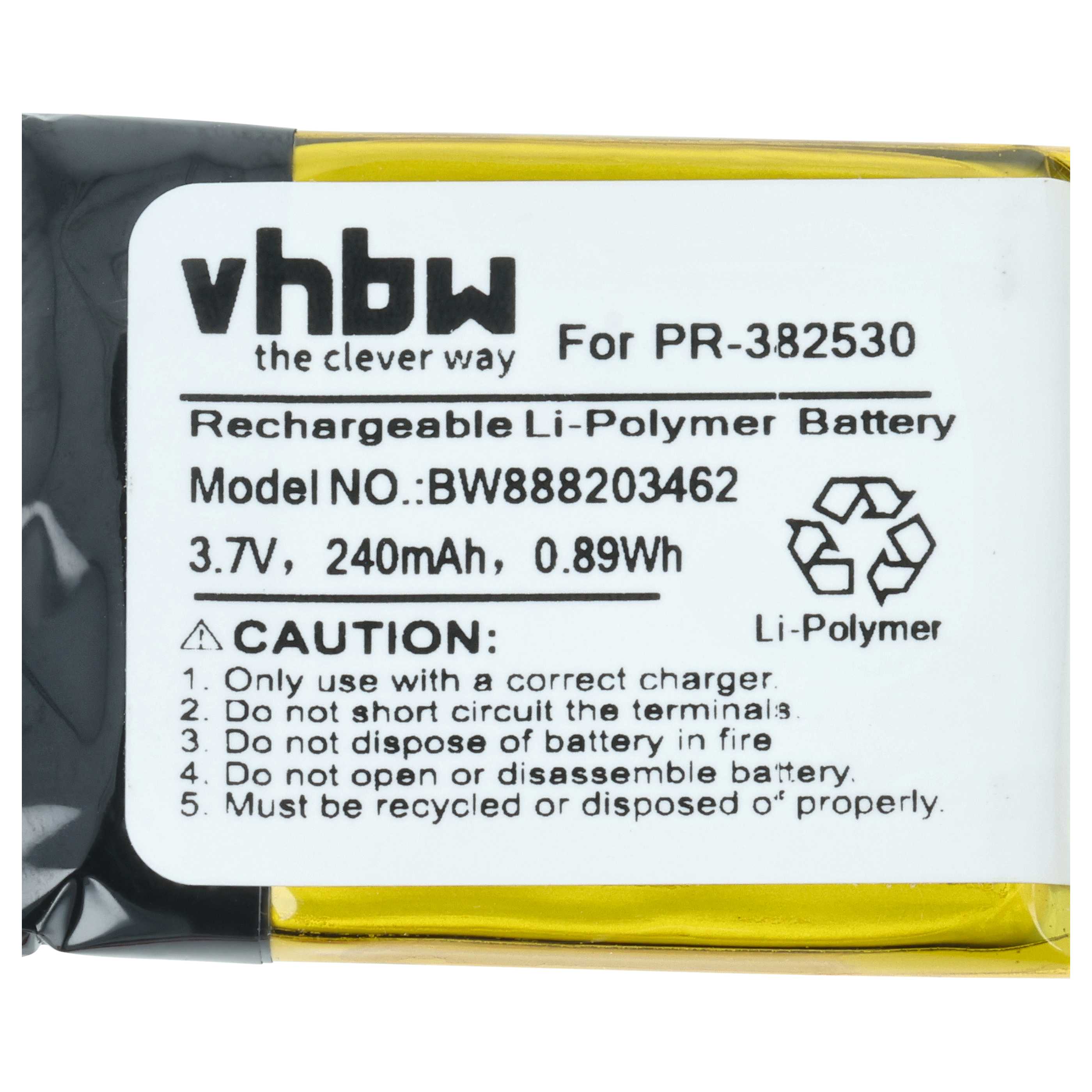Smartwatch Battery replaces Suunto PR-382530 - 240 mAh 3.7 V Li-polymer
