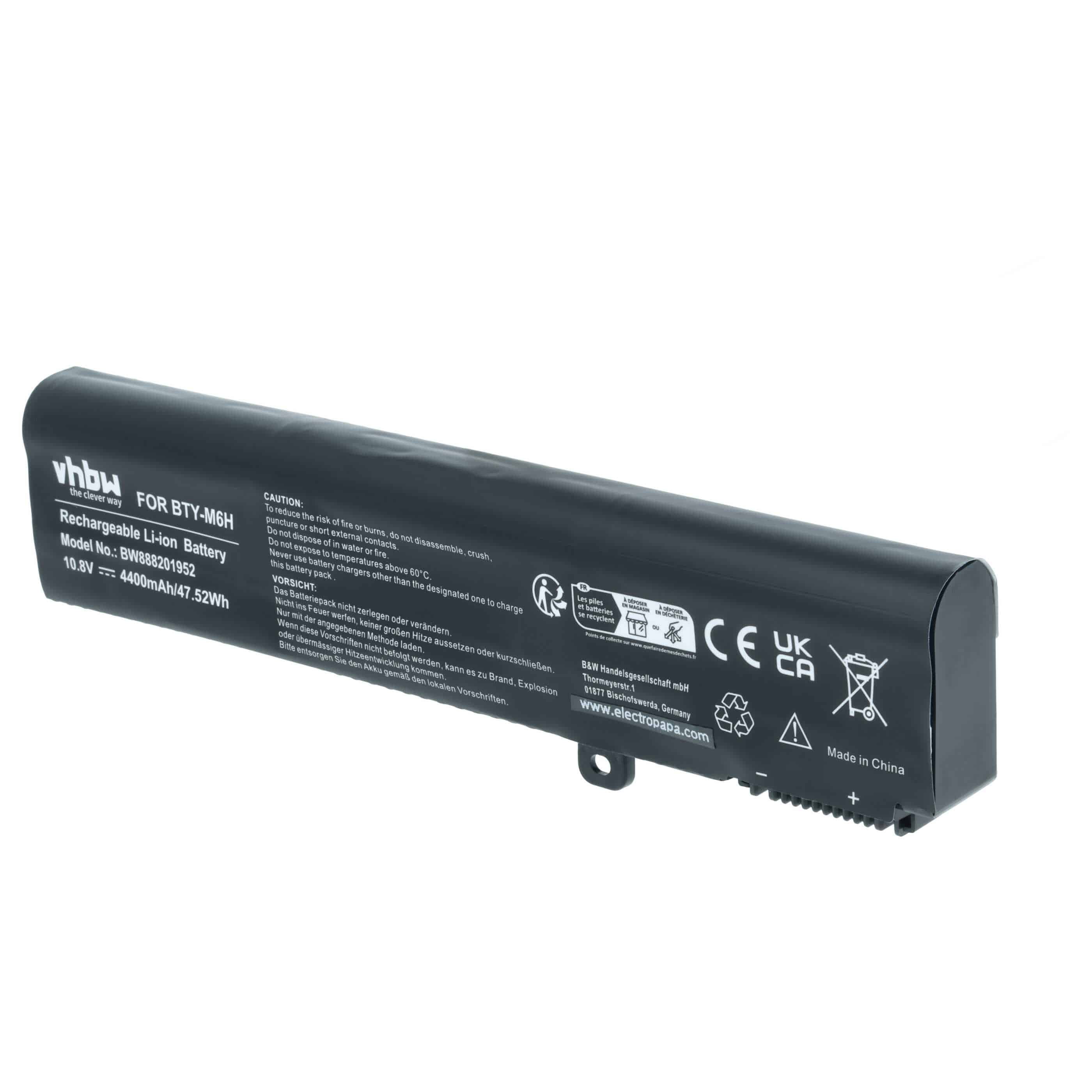 Akumulator do laptopa zamiennik MSI 3ICR19/66-2, BTY-M6H - 4400 mAh 10,8 V Li-Ion