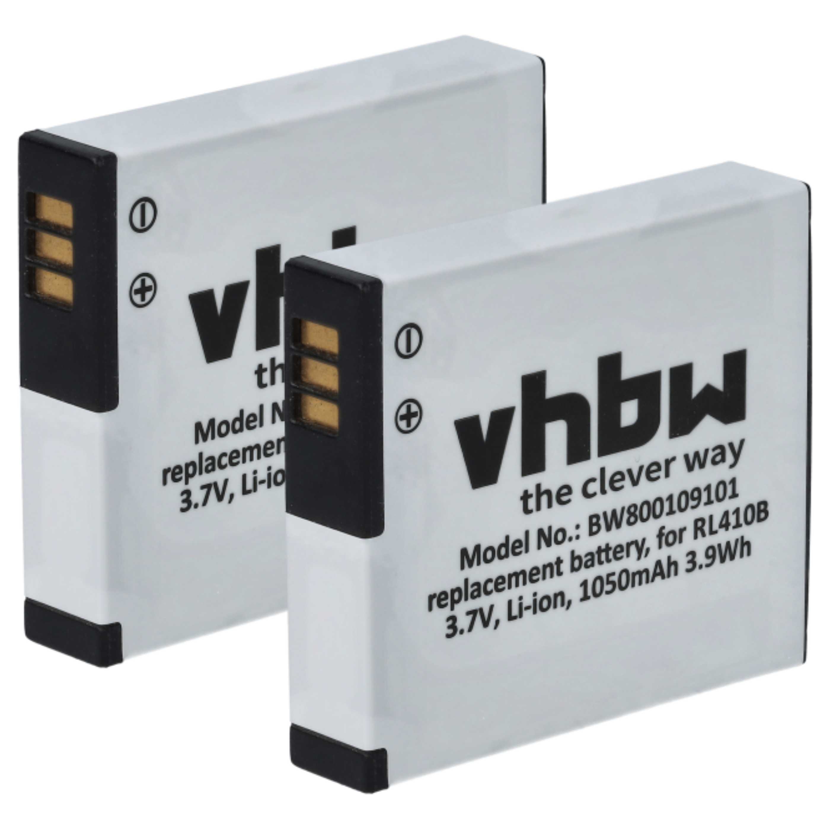 2x Battery replaces Rollei AC 410-420, RL410B - 1000mAh, 3.7V, Li-Ion