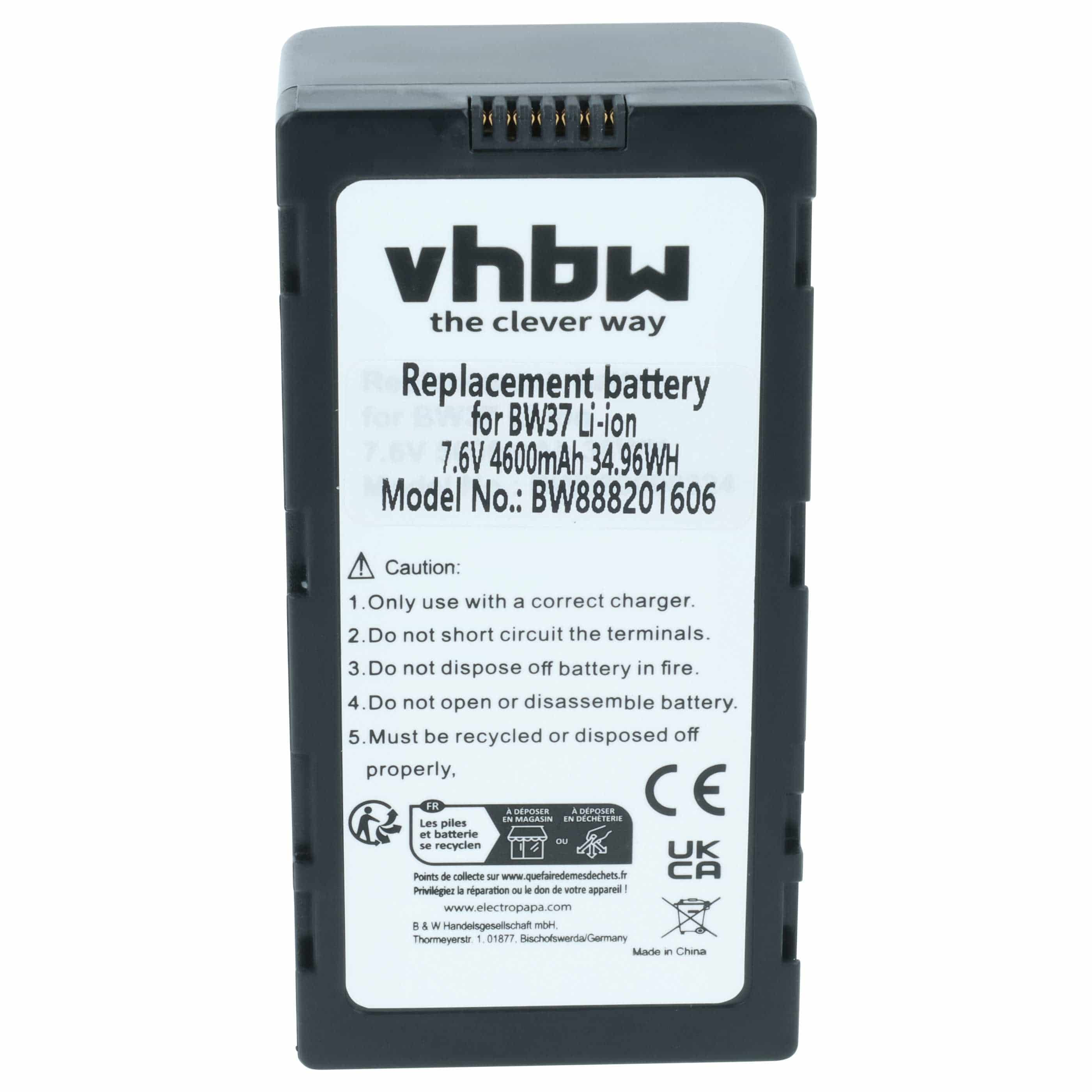 Batterie remplace DJI CP.BX.000229, WB37 pour manette de drone DJI - 4600mAh 7,6V Li-polymère