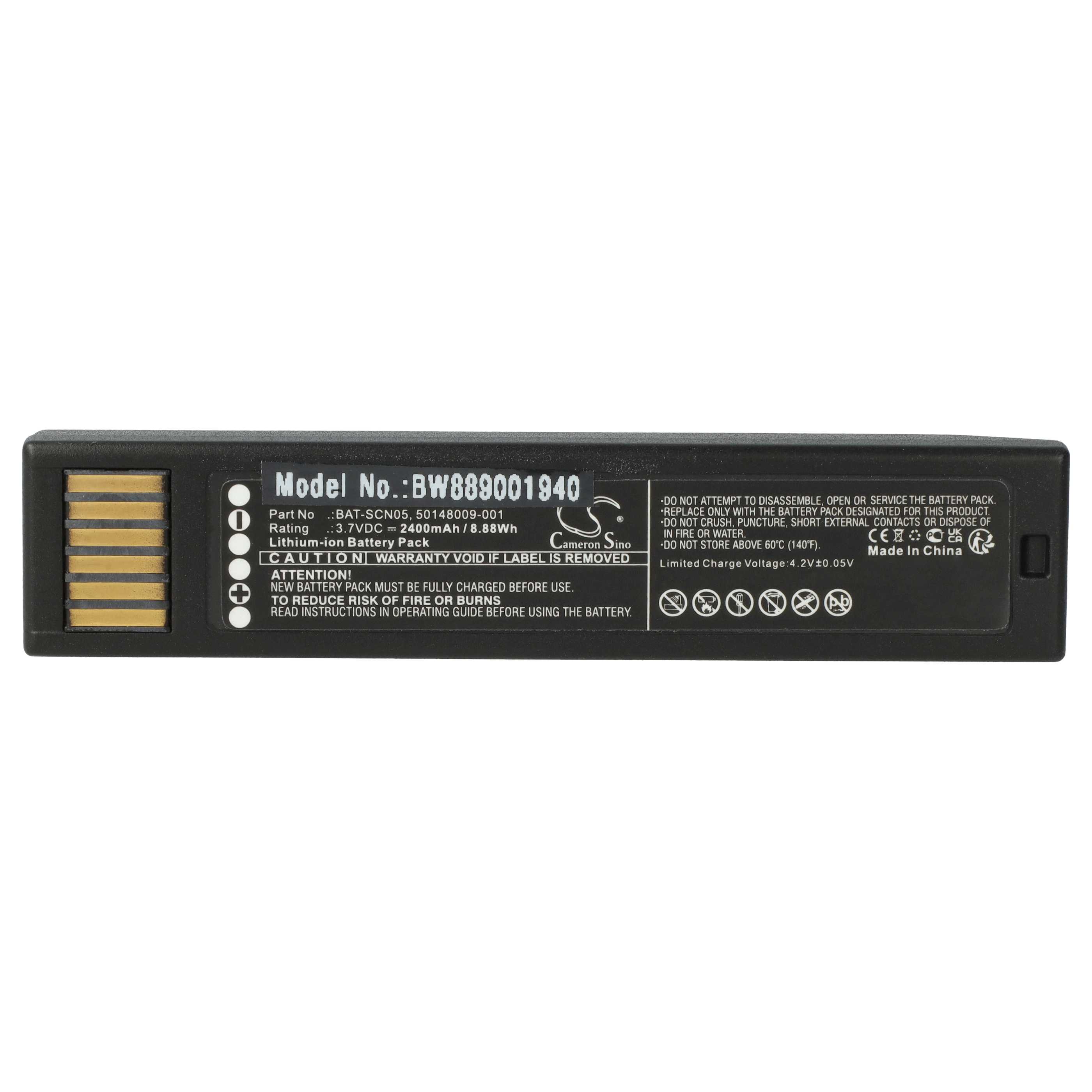 2x Battery replaces Honeywell 50148009-001, BAT-SCN05 for Honeywell Barcode Scanner POS - 2400 mAh 3.7 V