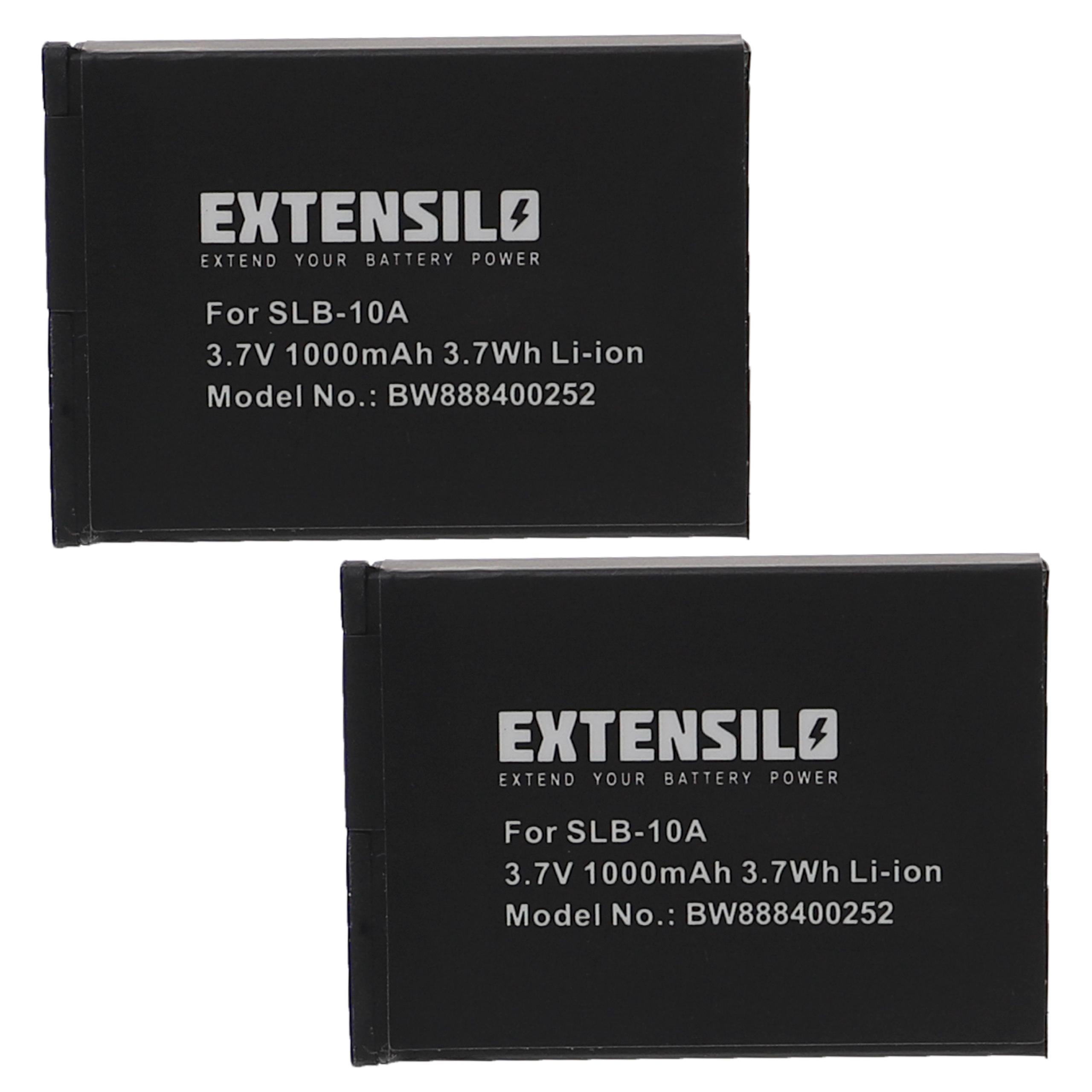2x Battery replaces Praktica FJ-SLB-10A - 1000mAh, 3.7V, Li-Ion
