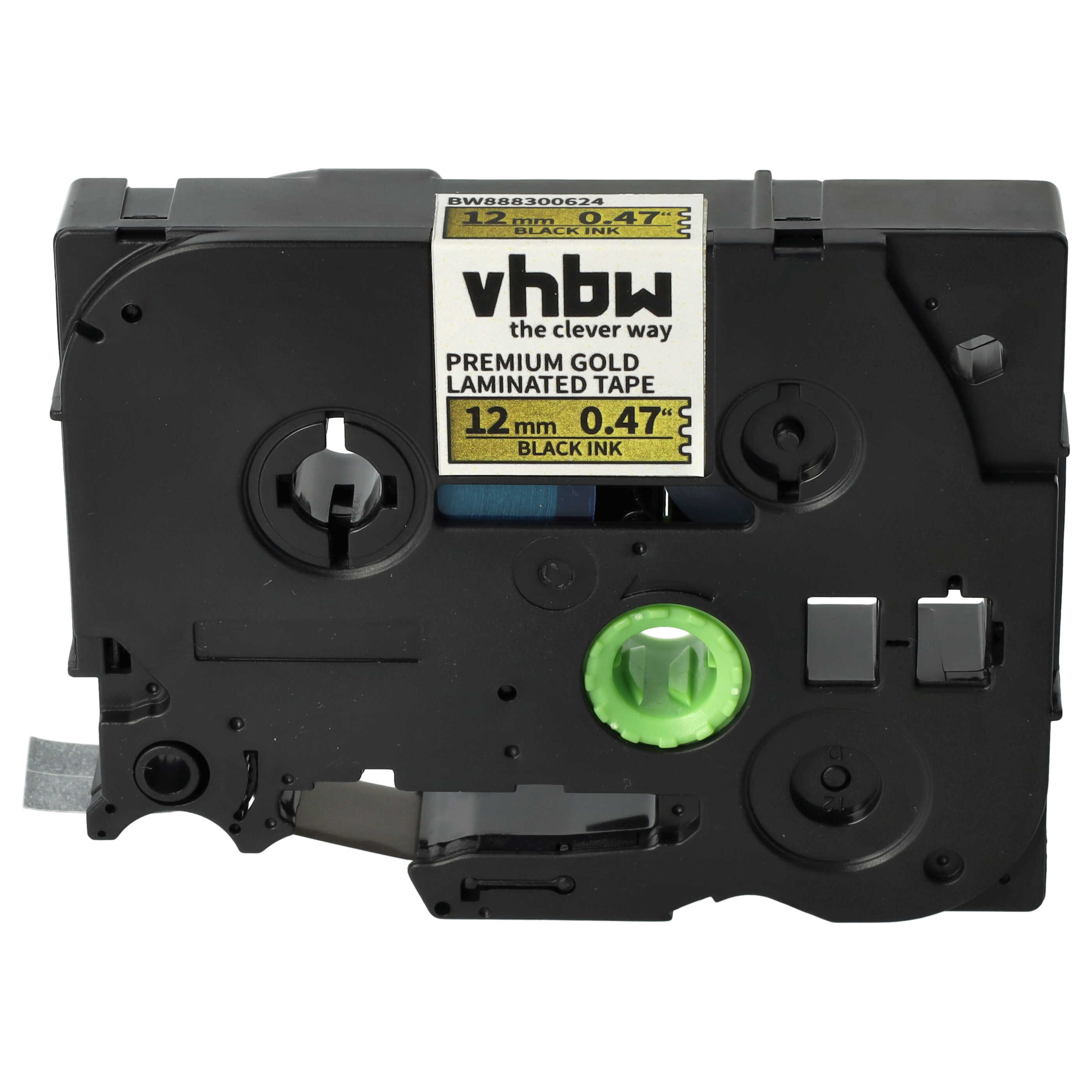 Cassette à ruban remplace Brother TZE-PR831 - 12mm lettrage Noir ruban Or premium