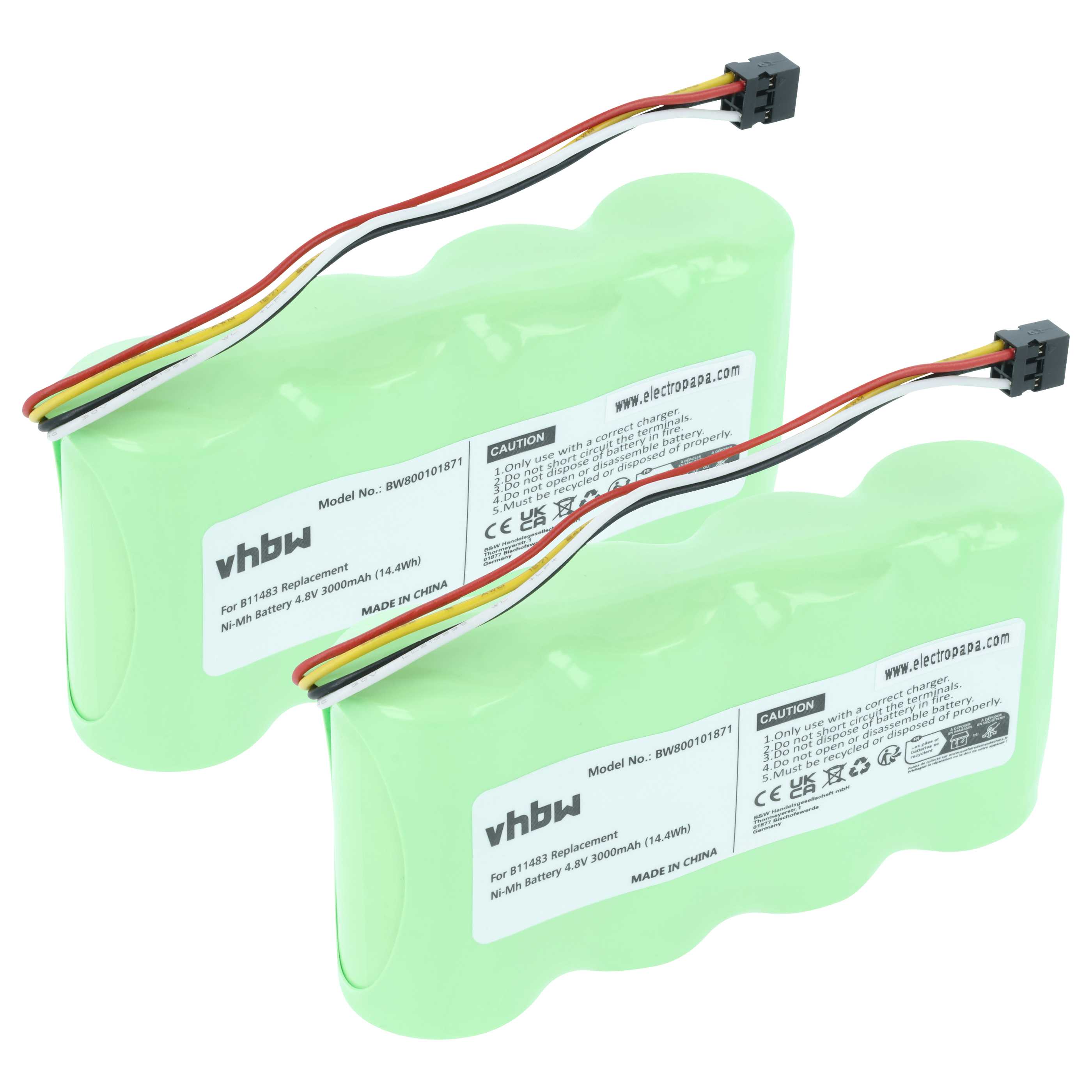 2x Batteria per dispositivo di misurazione sostituisce Fluke BP120MH, B11483, BP120 - 3000mAh 4,8V NiMH