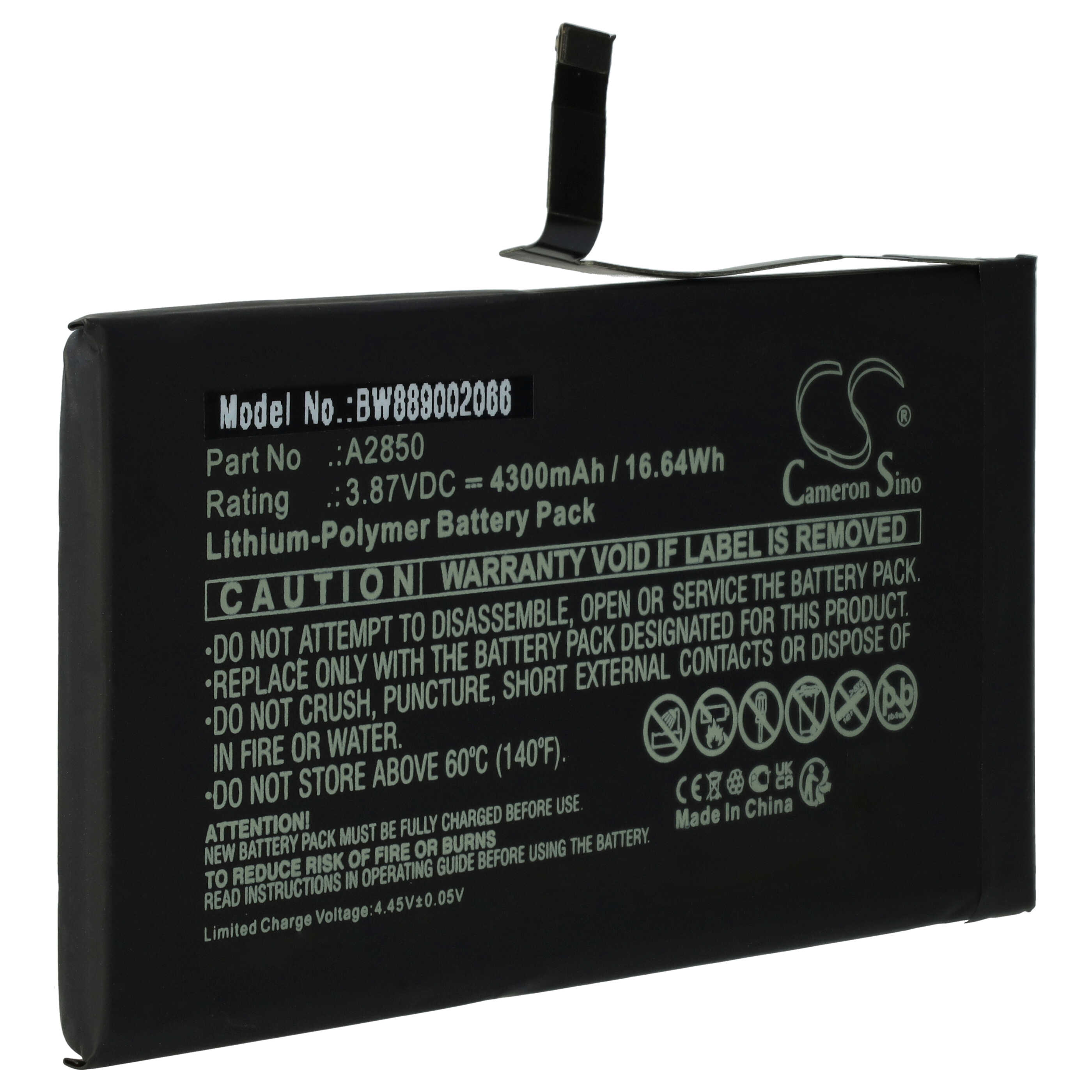 Mobile Phone Battery Replacement for Apple A2850 - 4300mAh 3.87V Li-polymer