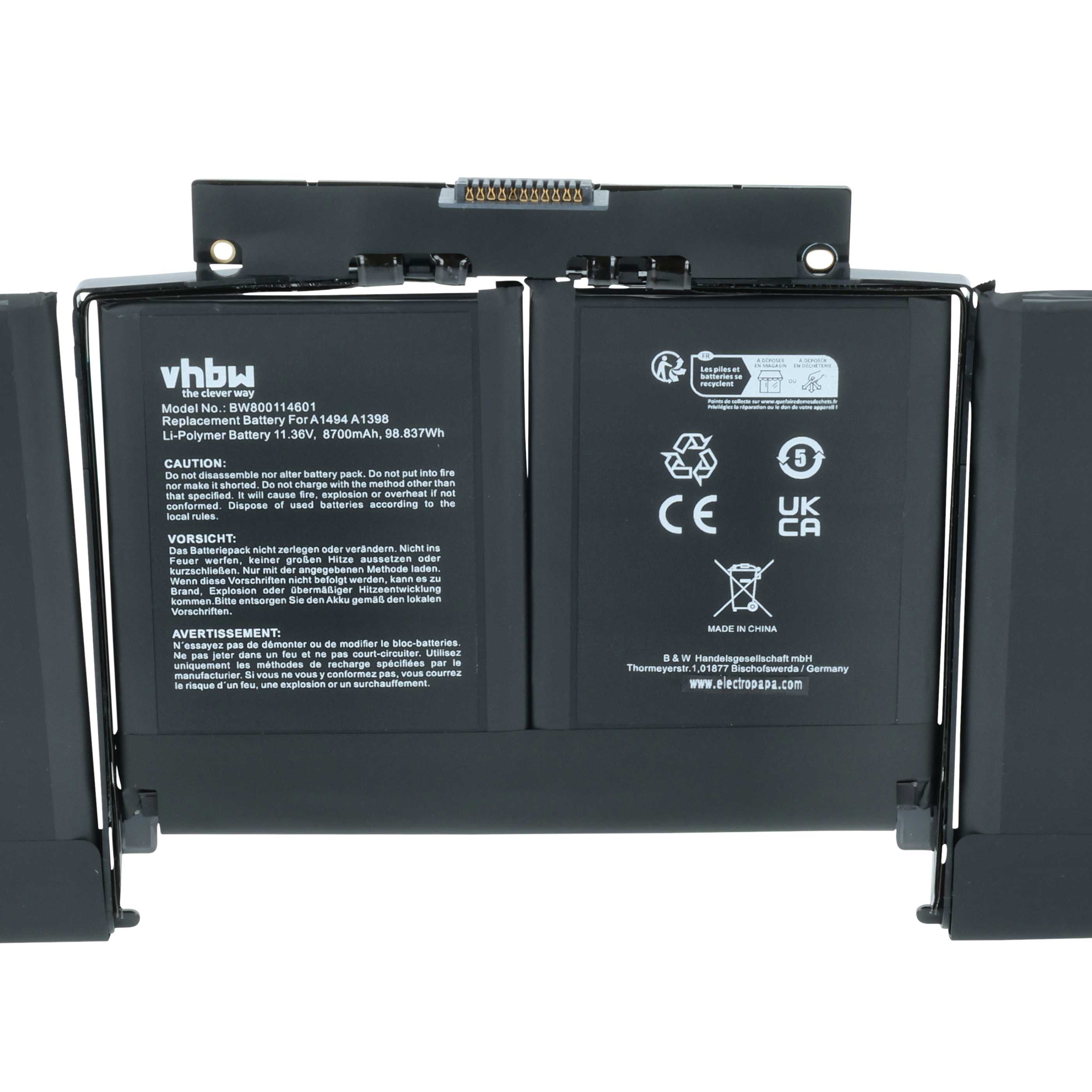 Batteria sostituisce Apple A1618 per notebook - 8700mAh 11,36V Li-Poly