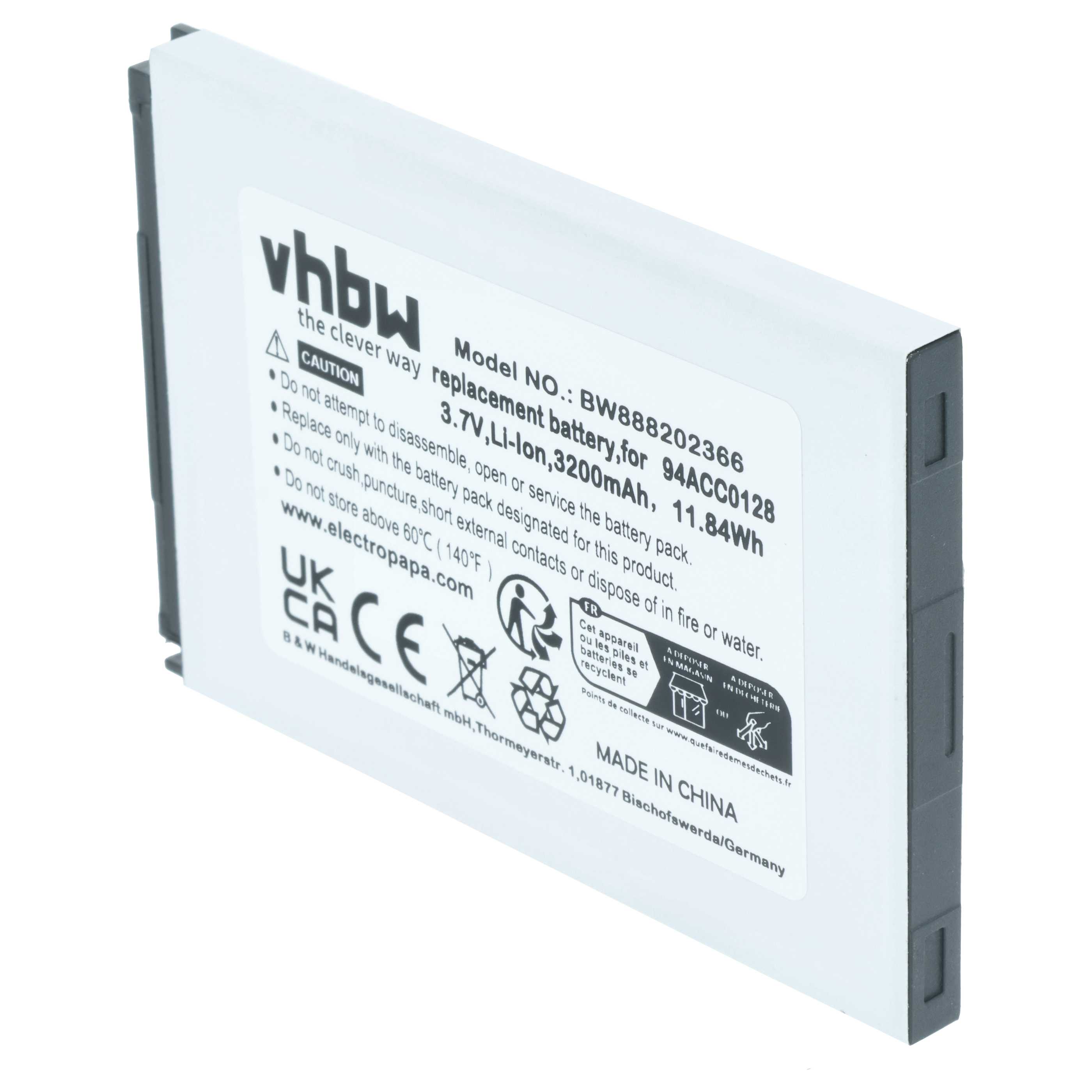 Handheld Computer Battery replaces Datalogic BTDL1, 94ACC0129, 94ACC0128, 3H21-00000491 - 3200mAh, 3.8V