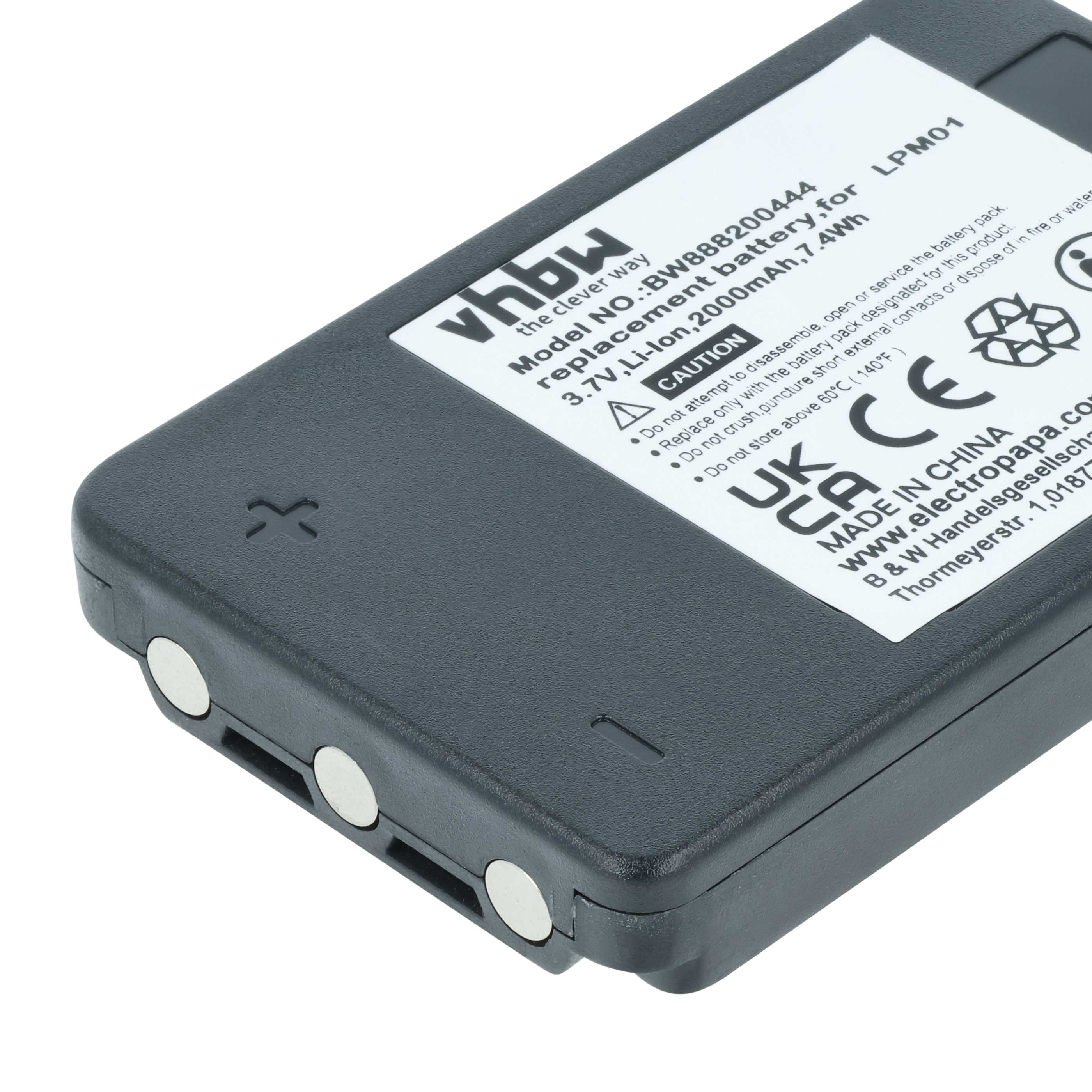 Batería reemplaza Autec MHM03, LPM01LI, LPM01, R0BATT00E10A0 sistema control - 2000mAh 3,7V Li-Polímero