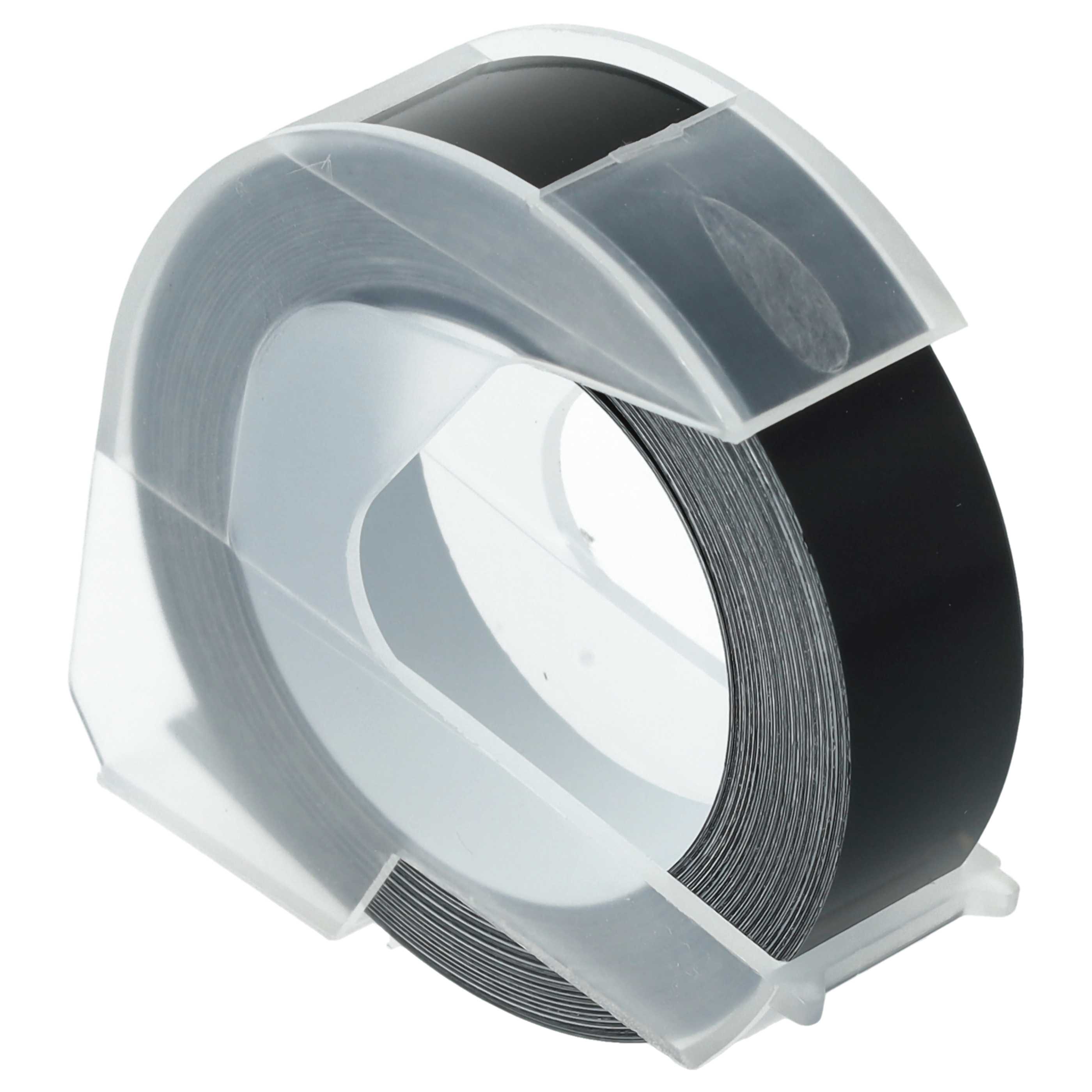 2x 3D Embossing Label Tape replaces Dymo 0898132 - 12 mm White to Black