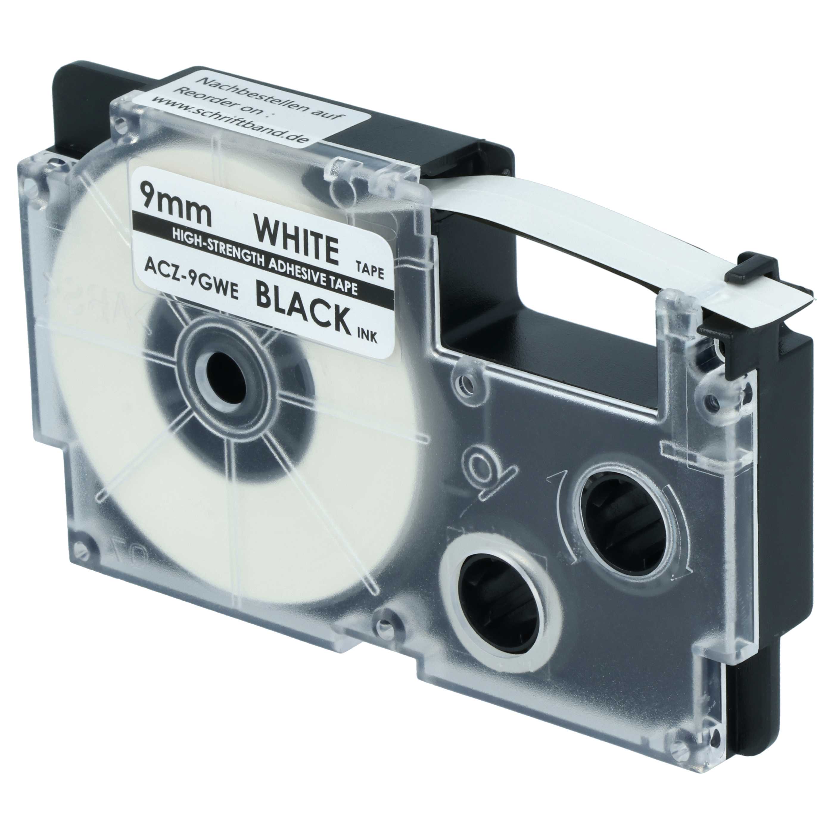 Label Tape replaces Casio XR-9GWE - 9 mm Black to White