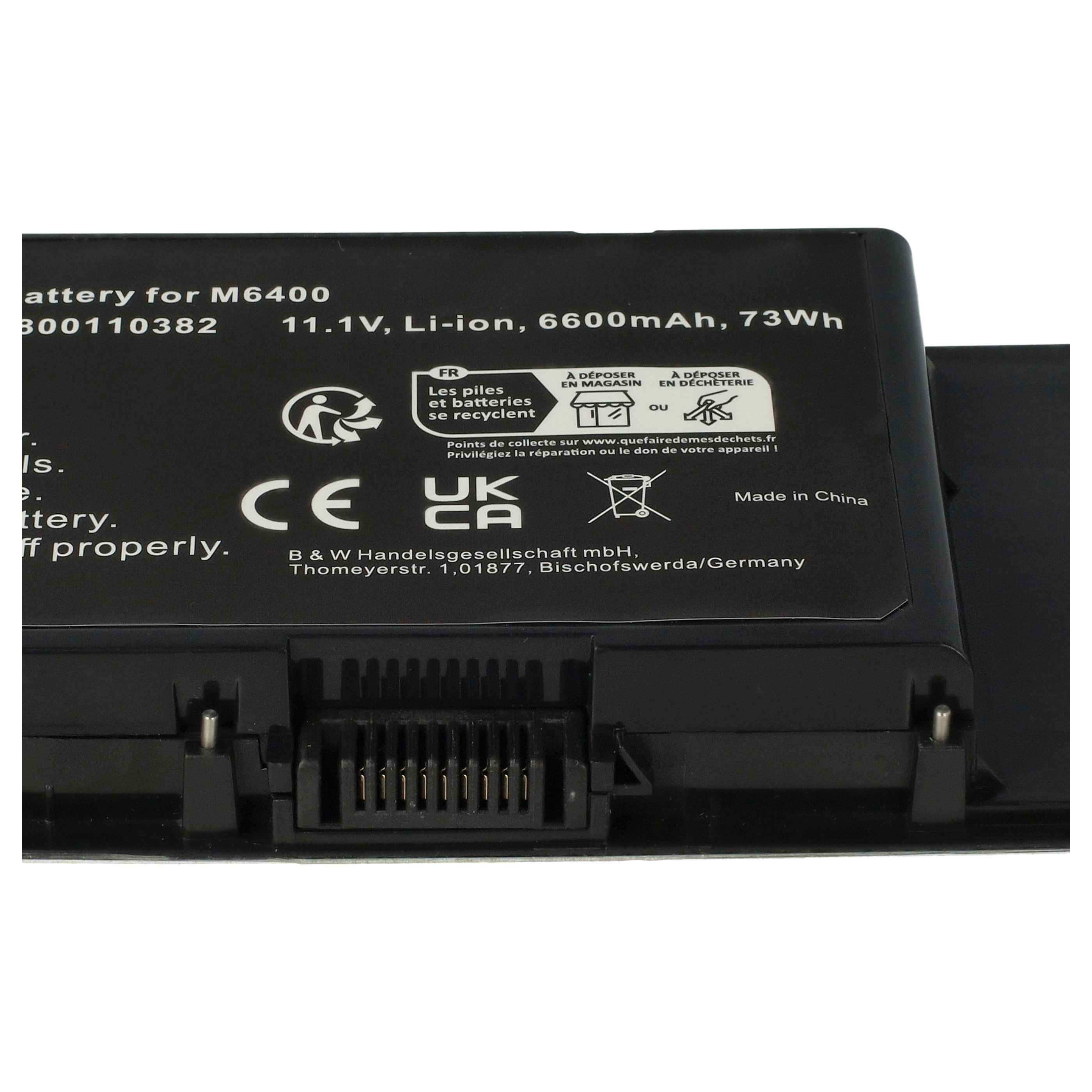 Batteria sostituisce Dell 0KR854, 0DW554, 05K145, 312-0868, 312-0747 per notebook - 6600mAh 11,1V Li-Ion nero