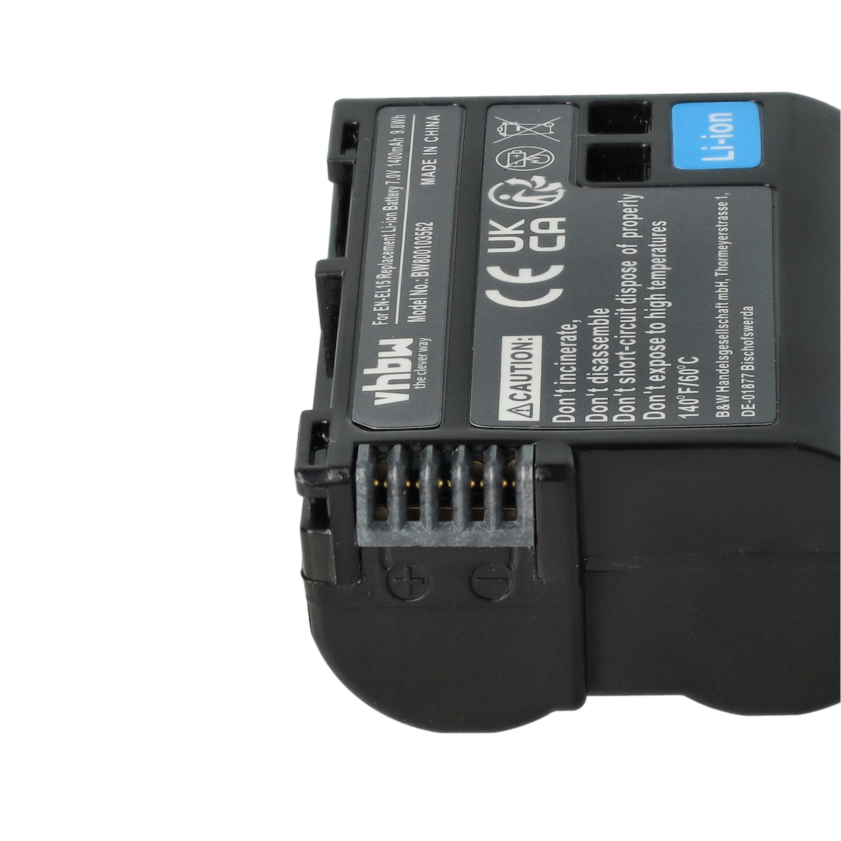 2x Battery replaces Nikon EN-EL15, EN-EL15b, EN-EL15A, EN-EL15c - 1400mAh, 7V, Li-Ion with Info Chip