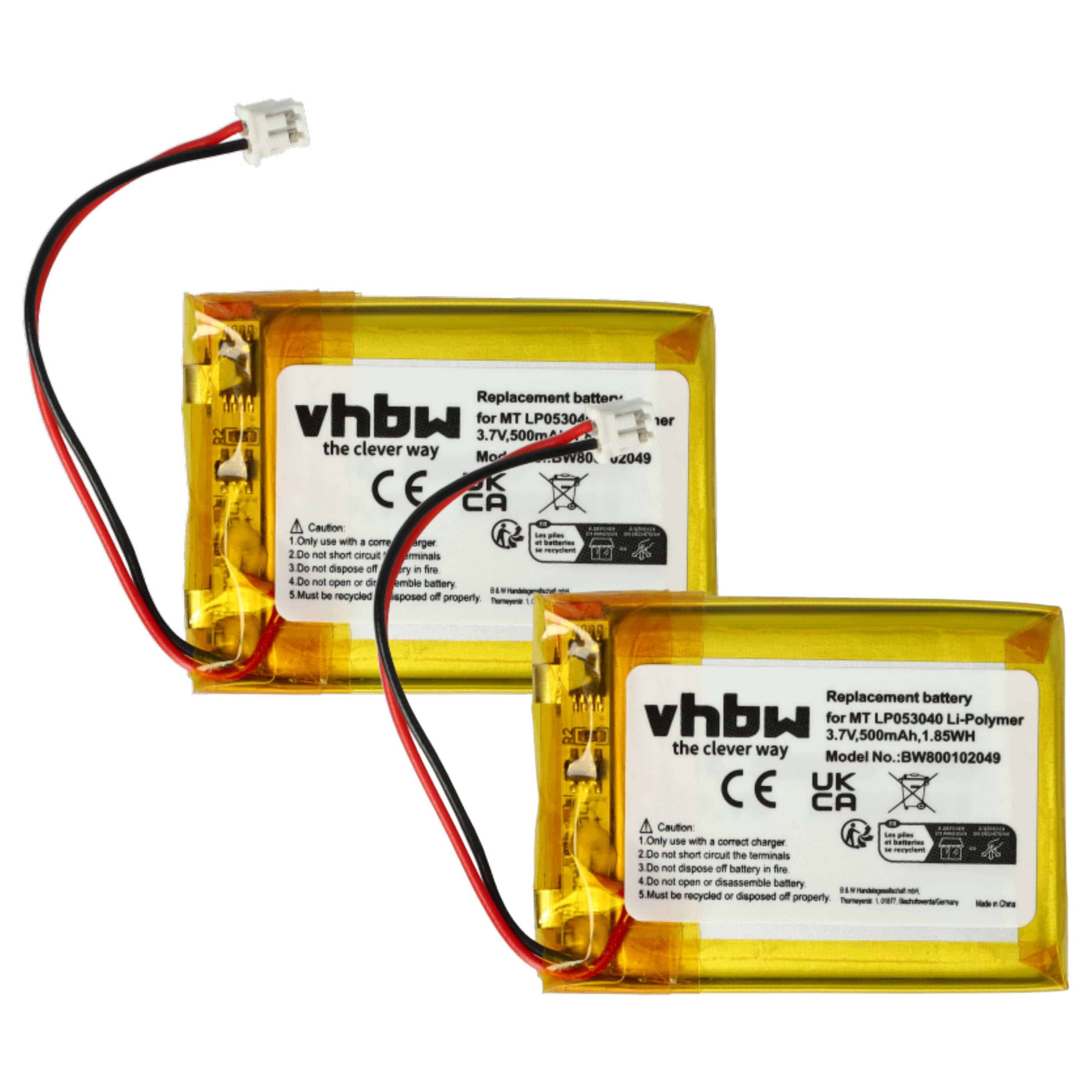 2x Batteries remplace iDect CP75, MT LP053040 pour téléphone iDect - 600mAh 3,7V Li-polymère