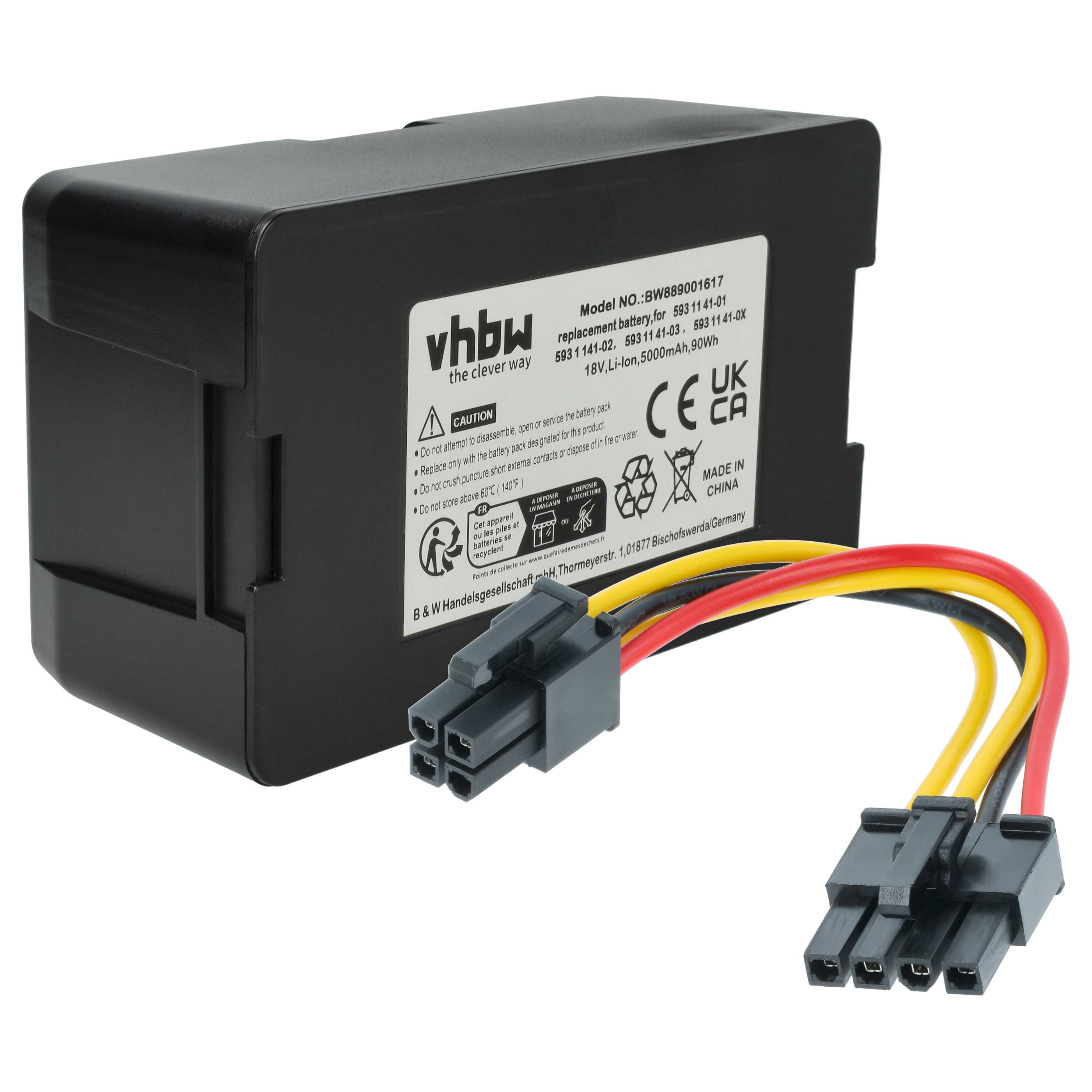 batteria 5000 mAh, cavo di collegamento sostituisce Husqvarna 589 58 57-01, 588 14 64-01, 529 60 68-02, 593 11 41-01, 529 60 68-01 per McCulloch