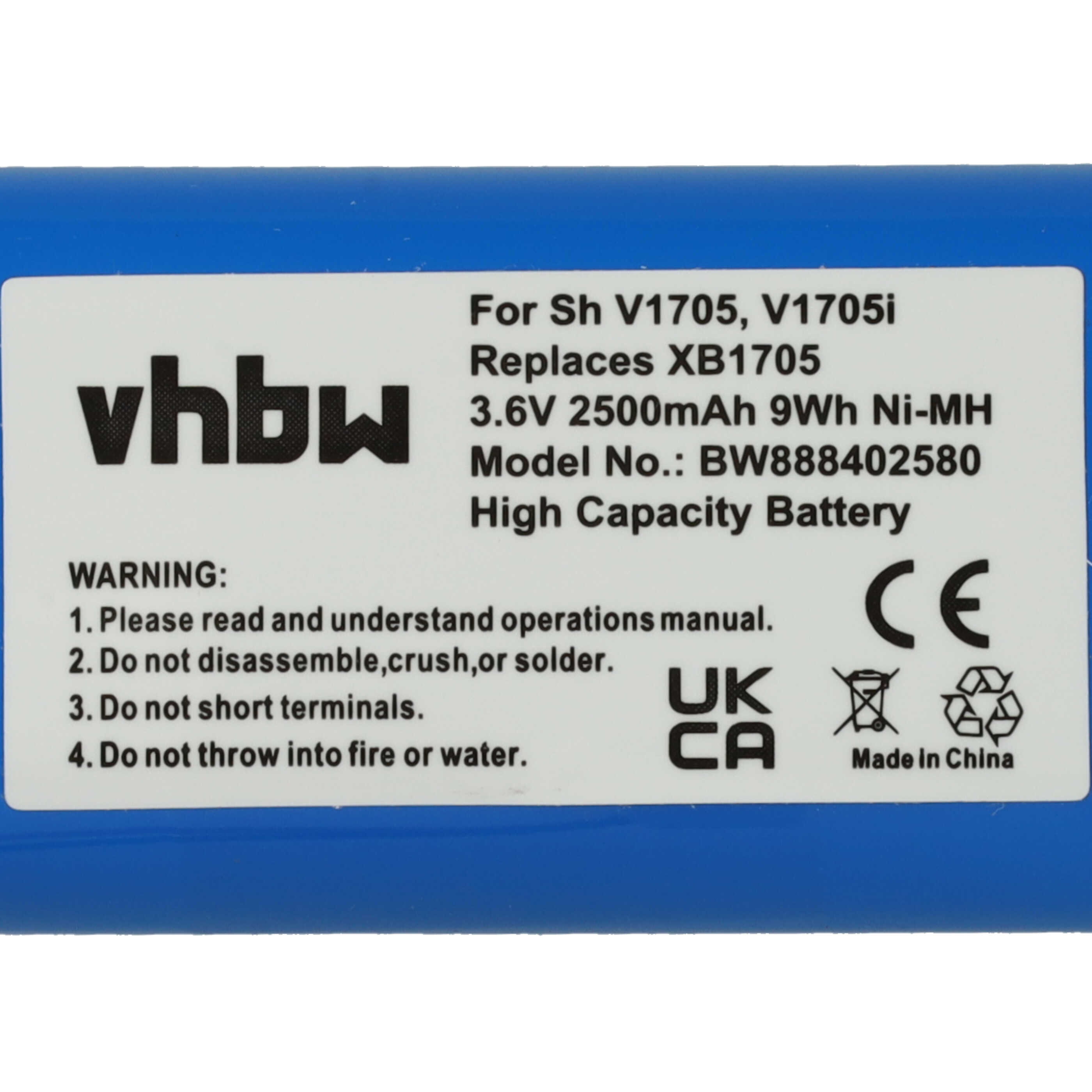Batteria sostituisce Euro Pro XB1705 per aspirapolvere Euro Pro - 2500mAh 3,6V NiMH